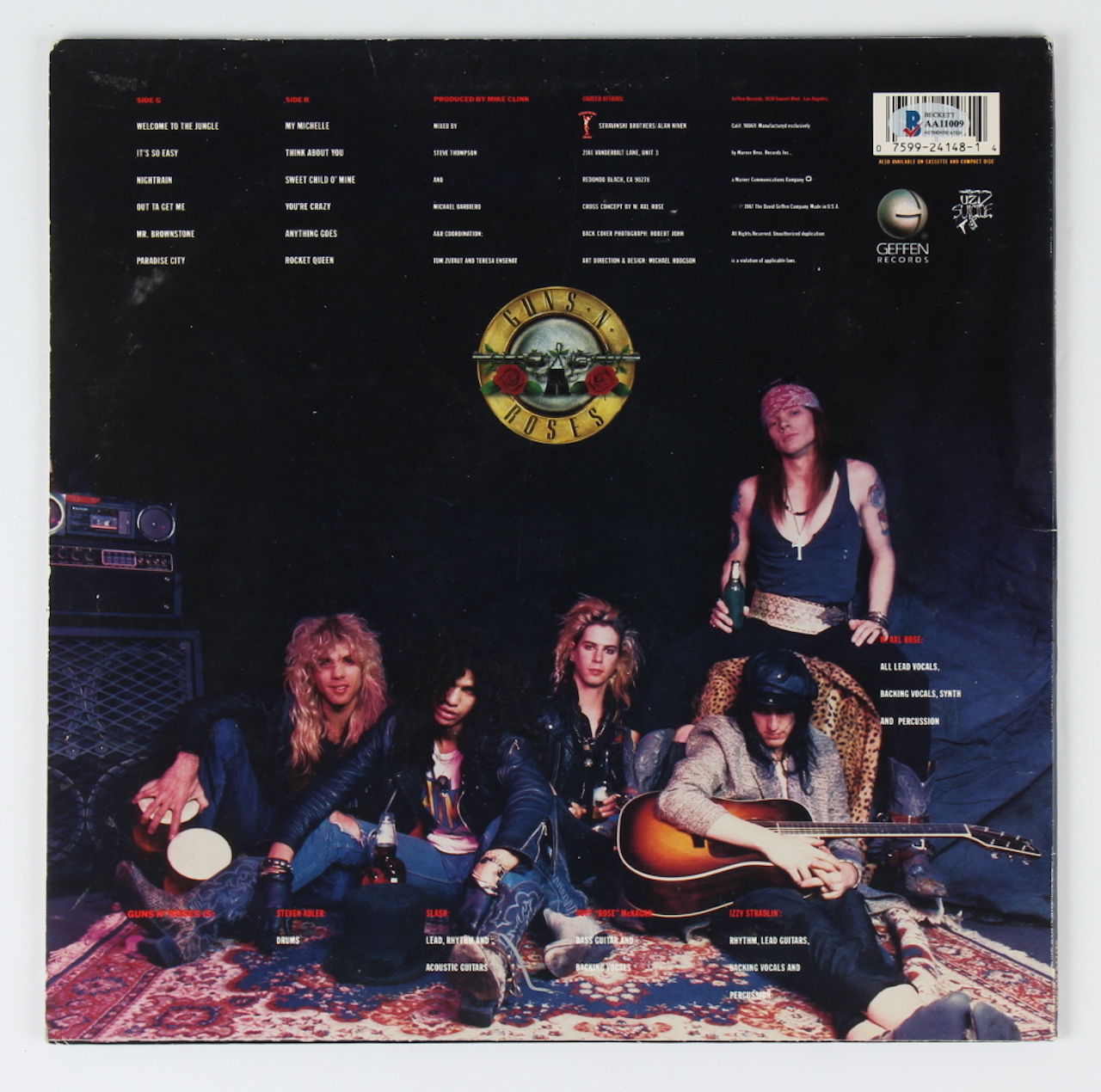 Slash, Duff McKagan & Steven Adler Signed "Appetite For Destruction" Vinyl Record Album (Beckett LOA) at PristineAuction.com Slash, Duff McKagan & Steven Adler Signed "Appetite For Destruction" Vinyl Record Album (Beckett LOA) at PristineAuction.com