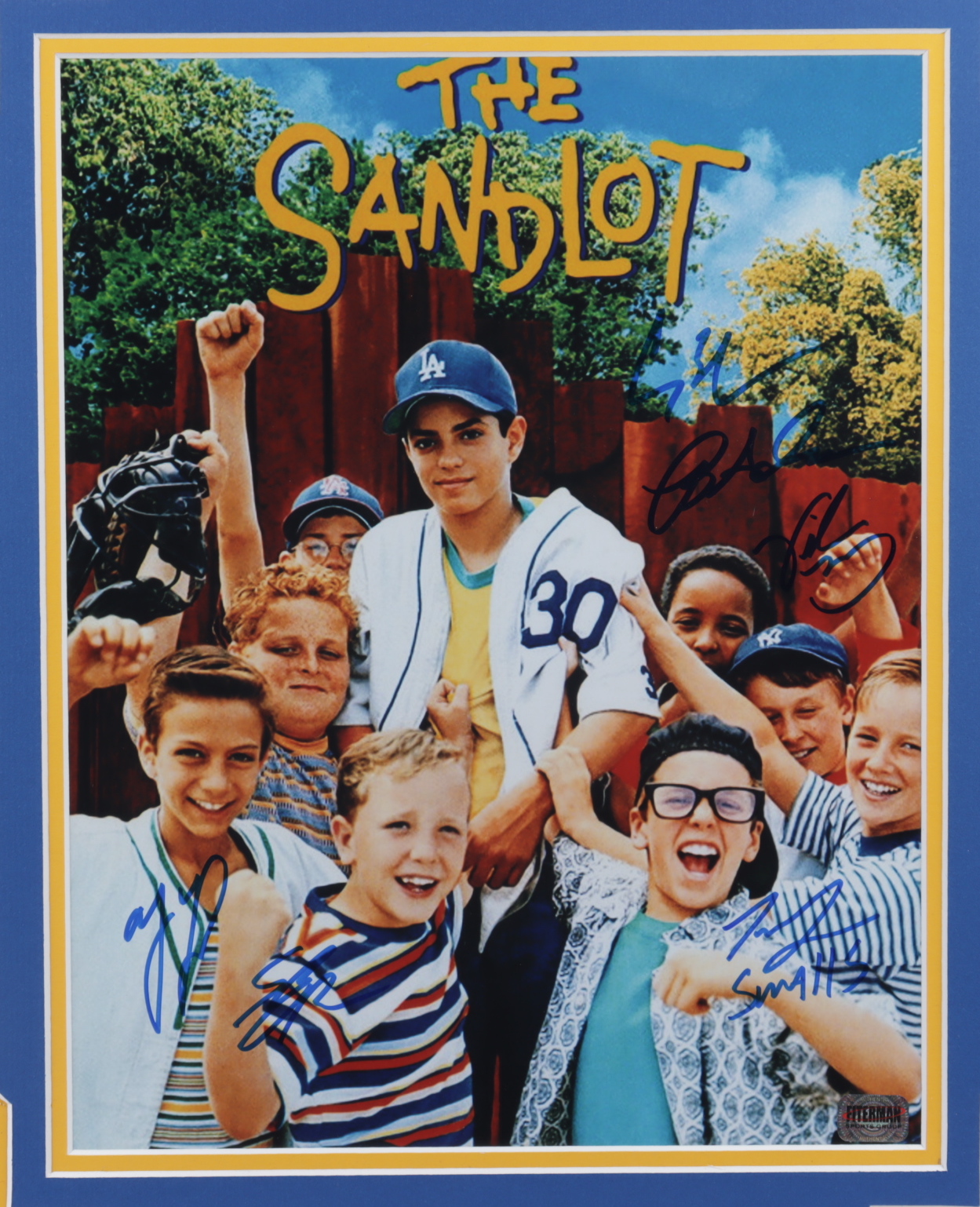 "The Sandlot" 18x22 Custom Framed Photo Display Cast-Signed by (6) with Tom Guiry, Marty York, Shane Obedzinski, Victor DiMattia, Chauncey Leopard & Brandon Adams (Fiterman Hologram) at PristineAuction.com "The Sandlot" 18x22 Custom Framed Photo Display Cast-Signed by (6) with Tom Guiry, Marty York, Shane Obedzinski, Victor DiMattia, Chauncey Leopard & Brandon Adams (Fiterman Hologram) at PristineAuction.com