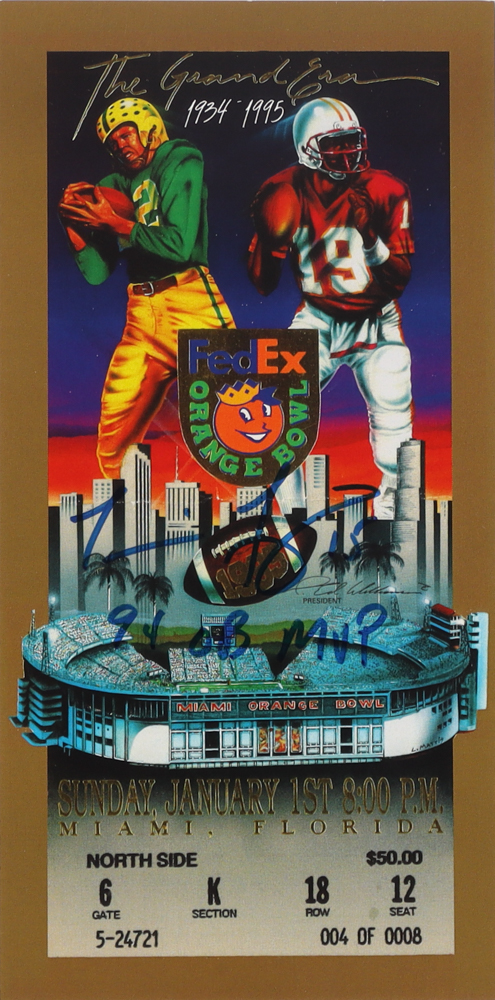 Tommie Frazier Signed Orange Bowl Game Ticket Print Inscribed "94 OB MVP" (PSA) at PristineAuction.com Tommie Frazier Signed Orange Bowl Game Ticket Print Inscribed "94 OB MVP" (PSA) at PristineAuction.com
