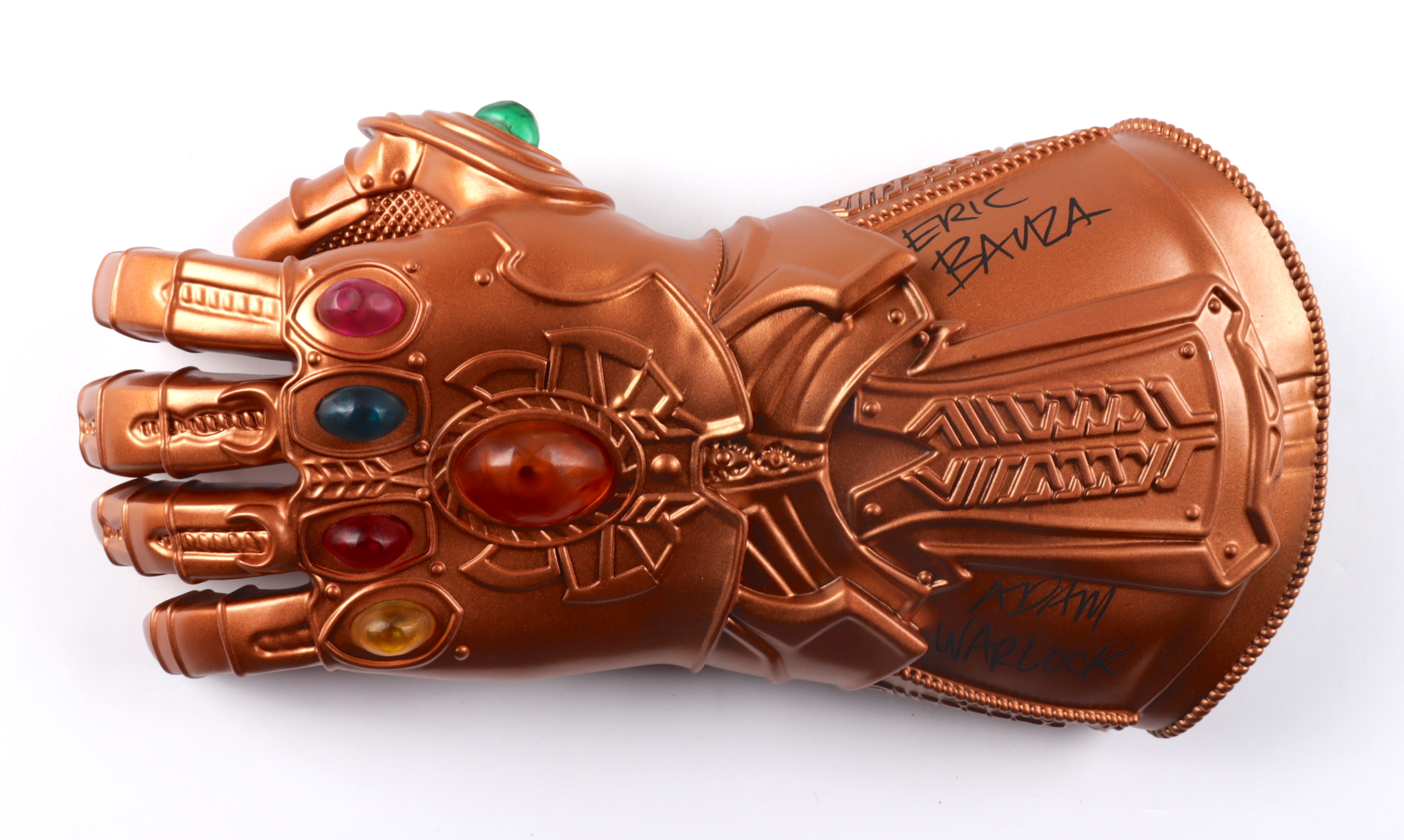 Eric Bauza Signed "Avengers" Infinity Gauntlet Inscribed "Adam Warlock" (PSA COA) at PristineAuction.com Eric Bauza Signed "Avengers" Infinity Gauntlet Inscribed "Adam Warlock" (PSA COA) at PristineAuction.com