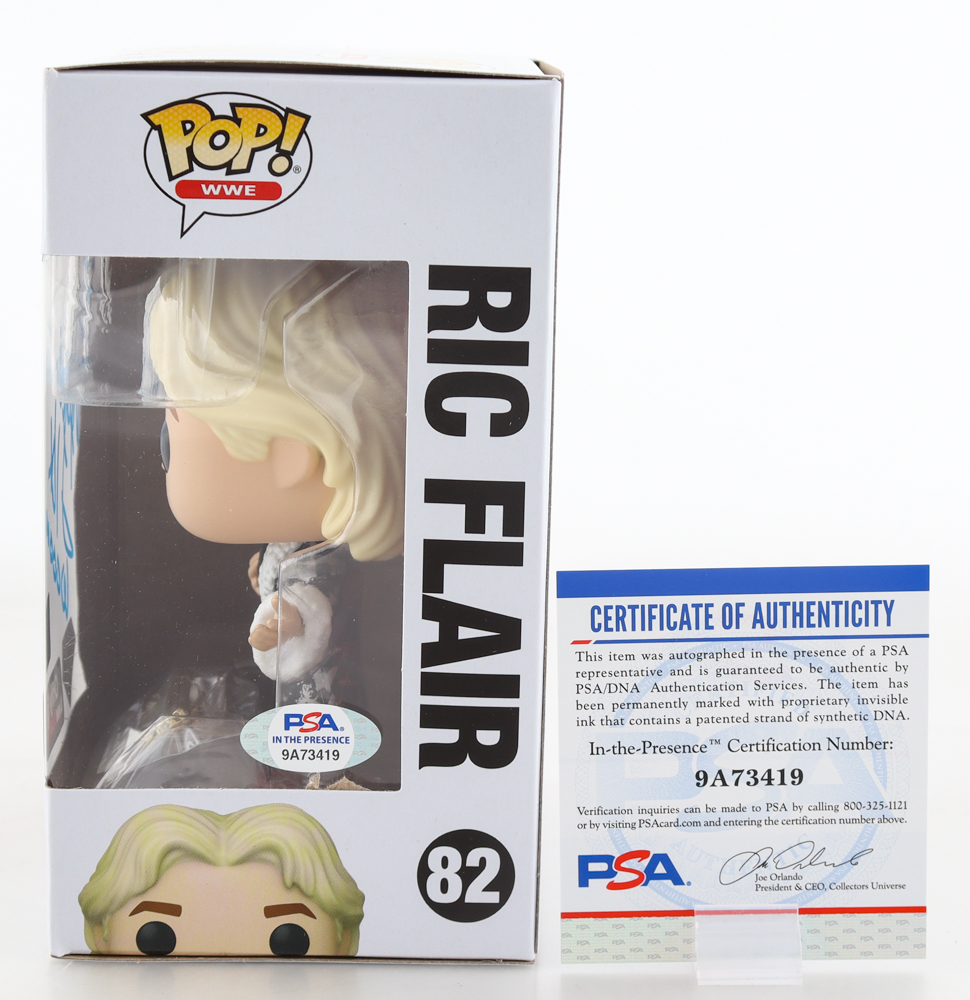 Ric Flair Signed WWE #82 Funko Pop! Vinyl Figurine Inscribed "16x" & Wooooo" (PSA COA) at PristineAuction.com Ric Flair Signed WWE #82 Funko Pop! Vinyl Figurine Inscribed "16x" & Wooooo" (PSA COA) at PristineAuction.com