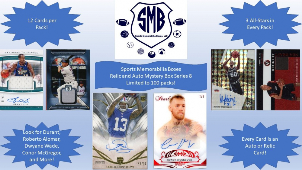 Sports Memorabilia Boxes Relic and Auto Mystery Box Series 8 Pristine