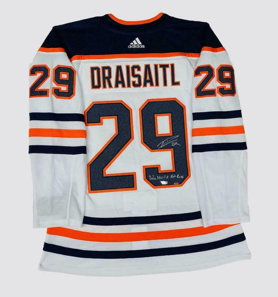 Leon Draisaitl Signed LE Oilers Jersey Inscribed "2020 Hart & Art Ross" (Fanatics Hologram) at PristineAuction.com Leon Draisaitl Signed LE Oilers Jersey Inscribed "2020 Hart & Art Ross" (Fanatics Hologram) at PristineAuction.com