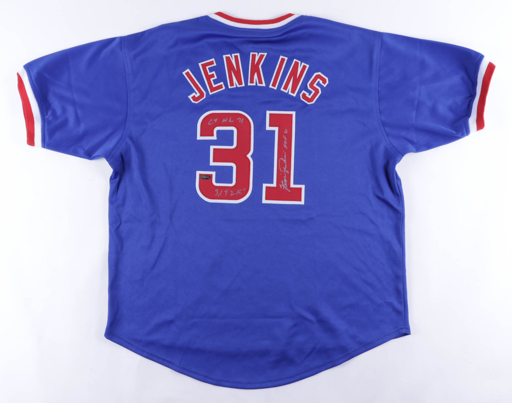 Fergie Jenkins Signed Jersey Inscribed "CY NL 71", "3,192 K's" & "HOF 91" (TriStar Hologram) at PristineAuction.com Fergie Jenkins Signed Jersey Inscribed "CY NL 71", "3,192 K's" & "HOF 91" (TriStar Hologram) at PristineAuction.com