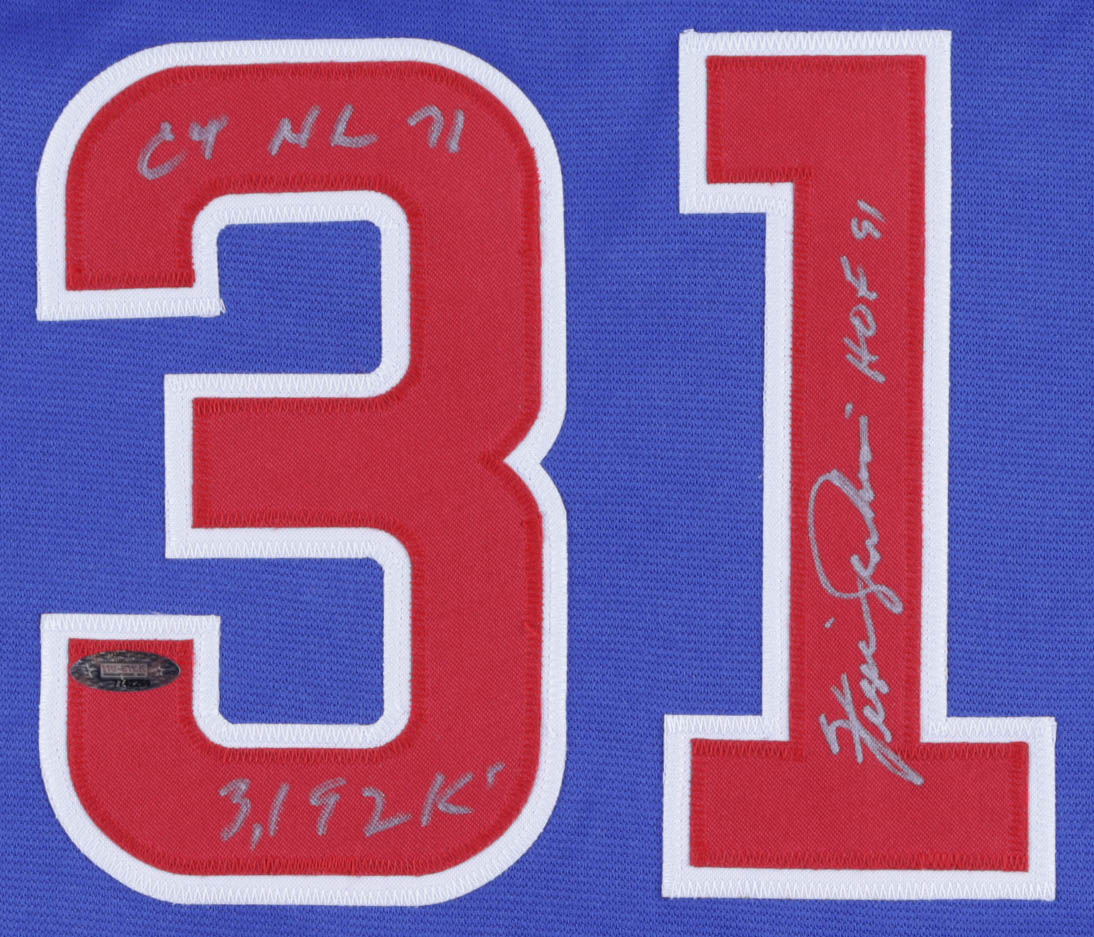 Fergie Jenkins Signed Jersey Inscribed "CY NL 71", "3,192 K's" & "HOF 91" (TriStar Hologram) at PristineAuction.com Fergie Jenkins Signed Jersey Inscribed "CY NL 71", "3,192 K's" & "HOF 91" (TriStar Hologram) at PristineAuction.com