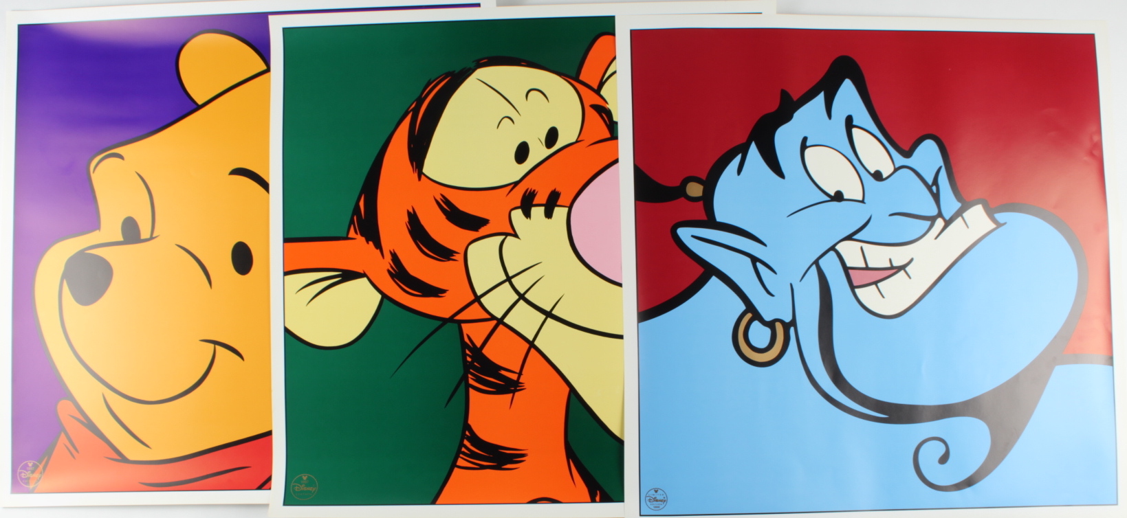 Set of (3) 1997 Disney Character LE 23x23 Lithographs with Winnie the Pooh, Tigger & The Genie with Disney Seals (See Description) at PristineAuction.com Set of (3) 1997 Disney Character LE 23x23 Lithographs with Winnie the Pooh, Tigger & The Genie with Disney Seals (See Description) at PristineAuction.com