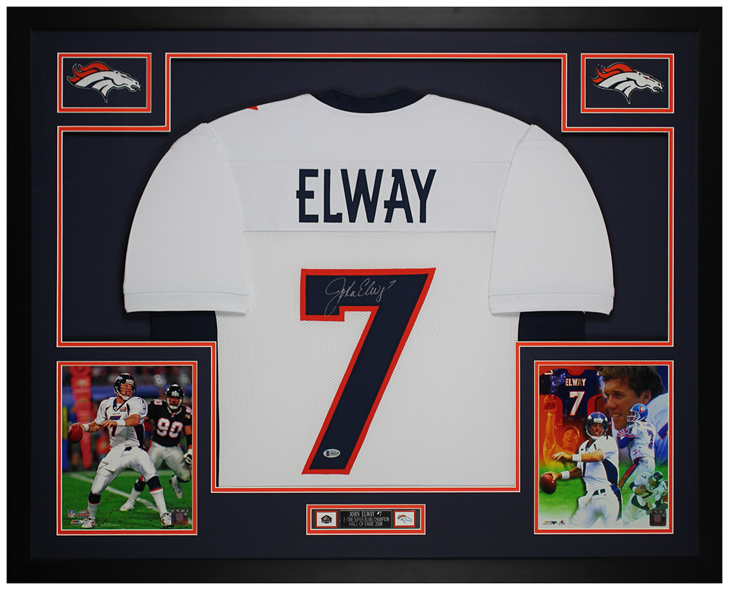 John Elway Signed 35x43 Custom Framed Jersey Display (Beckett) at PristineAuction.com John Elway Signed 35x43 Custom Framed Jersey Display (Beckett) at PristineAuction.com