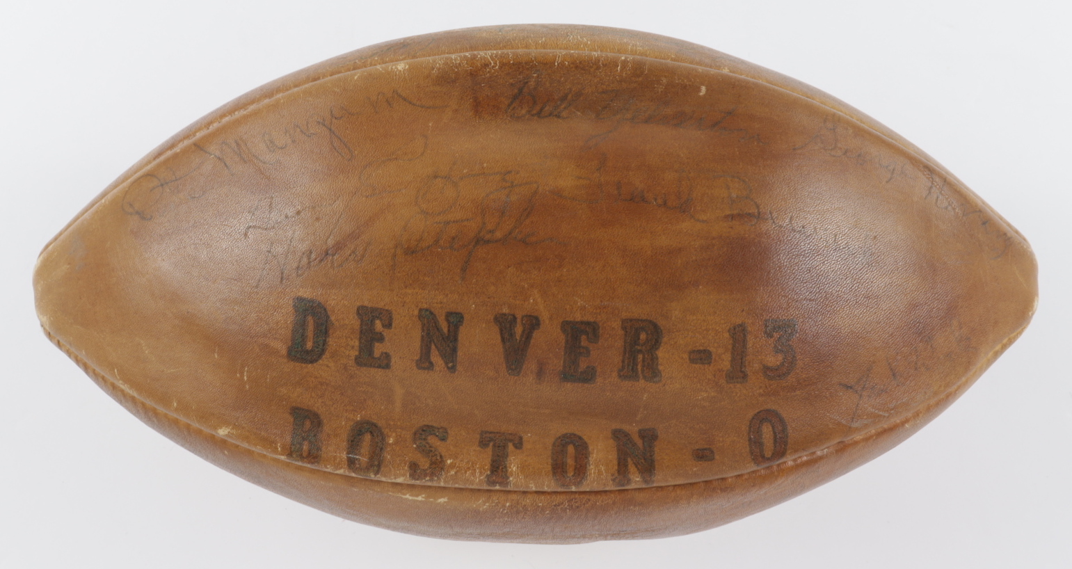 1960 Broncos American Football League Football Team-Signed by (43) with Johnny Hatley, George Herring, Bill Yelverton, Dick Doyle, Ken Carpenter (Beckett LOA) (See Description) at PristineAuction.com 1960 Broncos American Football League Football Team-Signed by (43) with Johnny Hatley, George Herring, Bill Yelverton, Dick Doyle, Ken Carpenter (Beckett LOA) (See Description) at PristineAuction.com