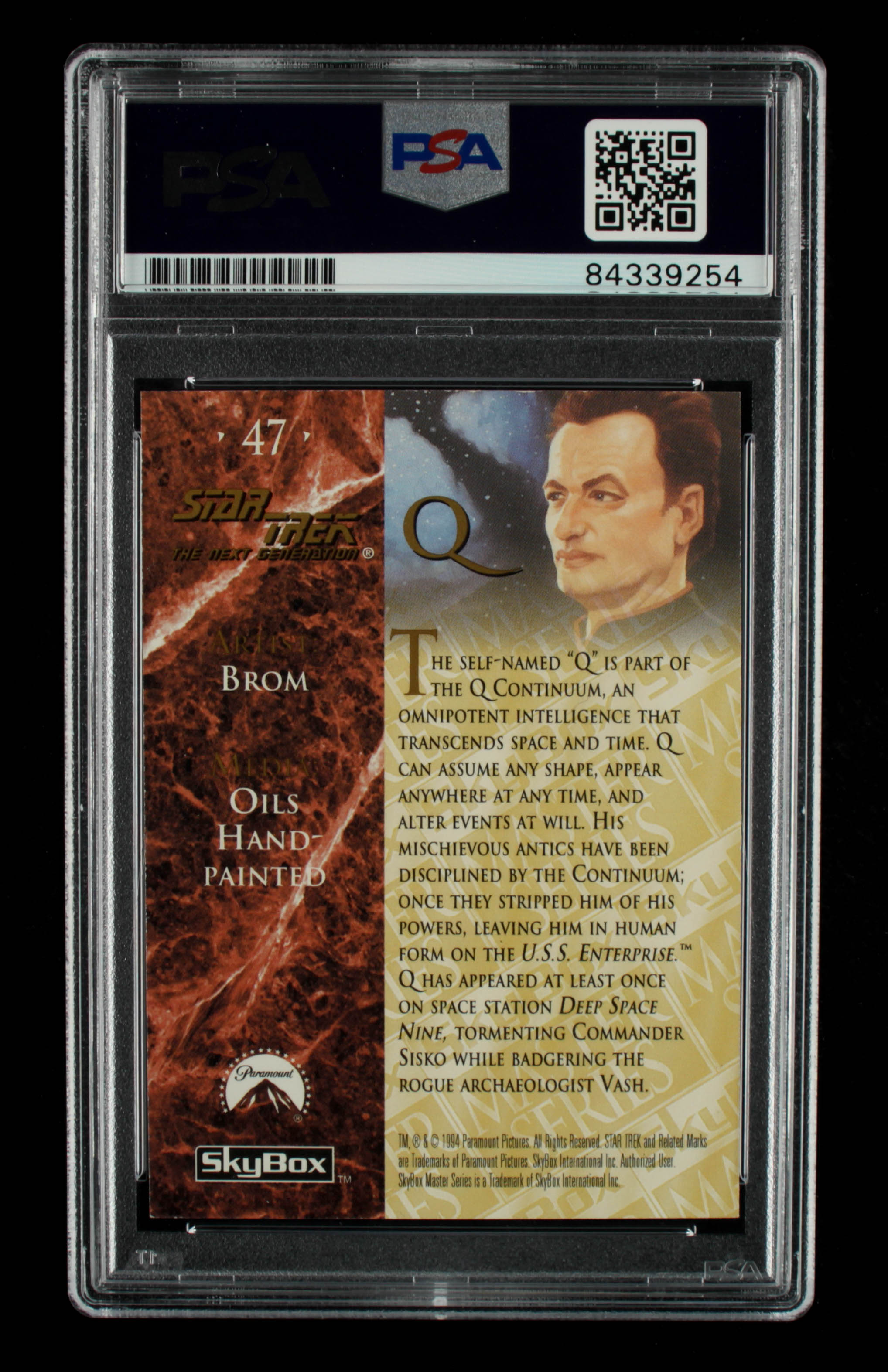 John de Lancie Signed 1994 Star Trek Master Series #47 Q (PSA Encapsulated) at PristineAuction.com John de Lancie Signed 1994 Star Trek Master Series #47 Q (PSA Encapsulated) at PristineAuction.com