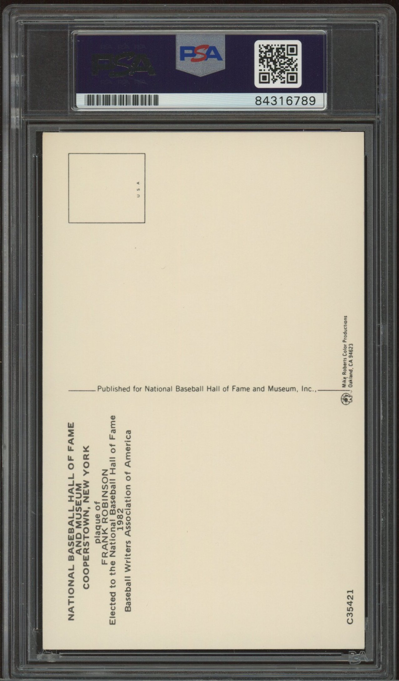 Frank Robinson Signed Hall of Fame Plaque Postcard (PSA Encapsulated) at PristineAuction.com Frank Robinson Signed Hall of Fame Plaque Postcard (PSA Encapsulated) at PristineAuction.com