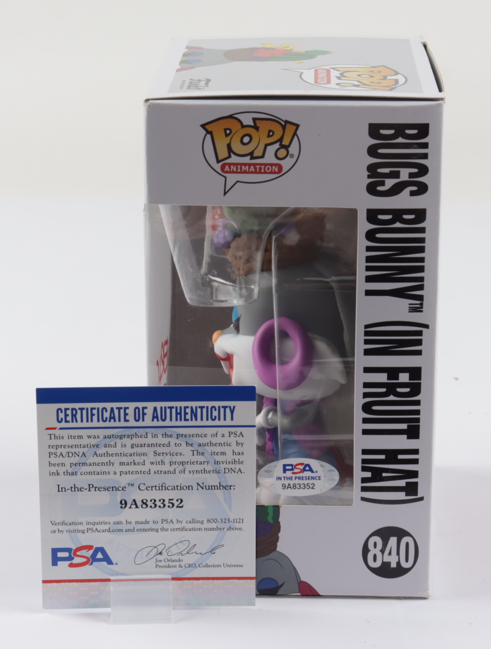 Eric Bauza Signed "Looney Tunes" #840 Bugs Bunny (In Fruit Hat) Funko Pop! Vinyl Figure (PSA COA) at PristineAuction.com Eric Bauza Signed "Looney Tunes" #840 Bugs Bunny (In Fruit Hat) Funko Pop! Vinyl Figure (PSA COA) at PristineAuction.com