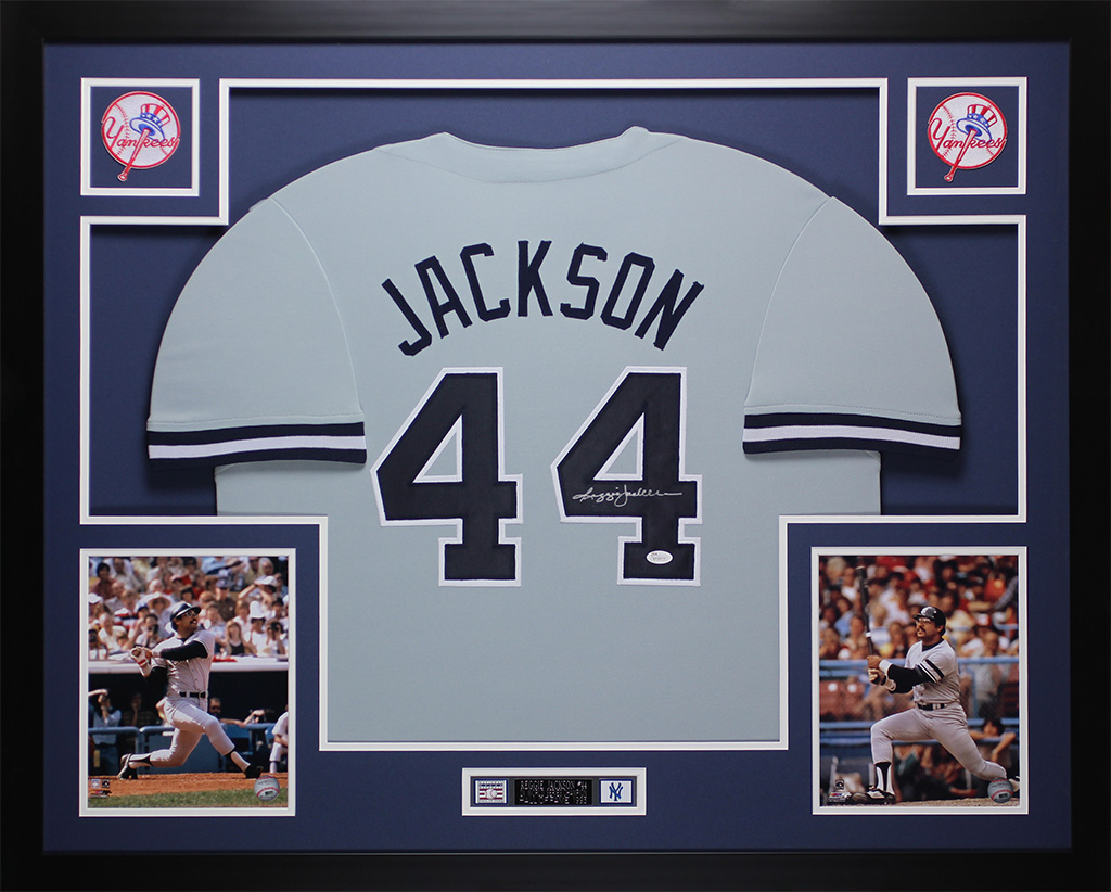 Reggie Jackson Signed 35x43 Custom Framed Jersey (JSA COA) at PristineAuction.com Reggie Jackson Signed 35x43 Custom Framed Jersey (JSA COA) at PristineAuction.com