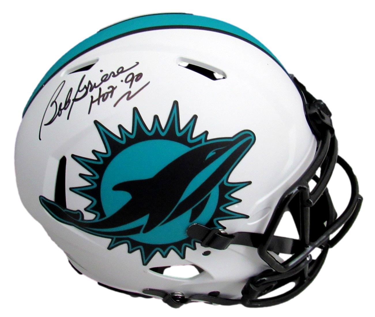 Bob Griese Signed Dolphins Full-Size Authentic On-Field Lunar Eclipse Alternate Speed Helmet Inscribed "HOF '90" (Beckett) at PristineAuction.com Bob Griese Signed Dolphins Full-Size Authentic On-Field Lunar Eclipse Alternate Speed Helmet Inscribed "HOF '90" (Beckett) at PristineAuction.com
