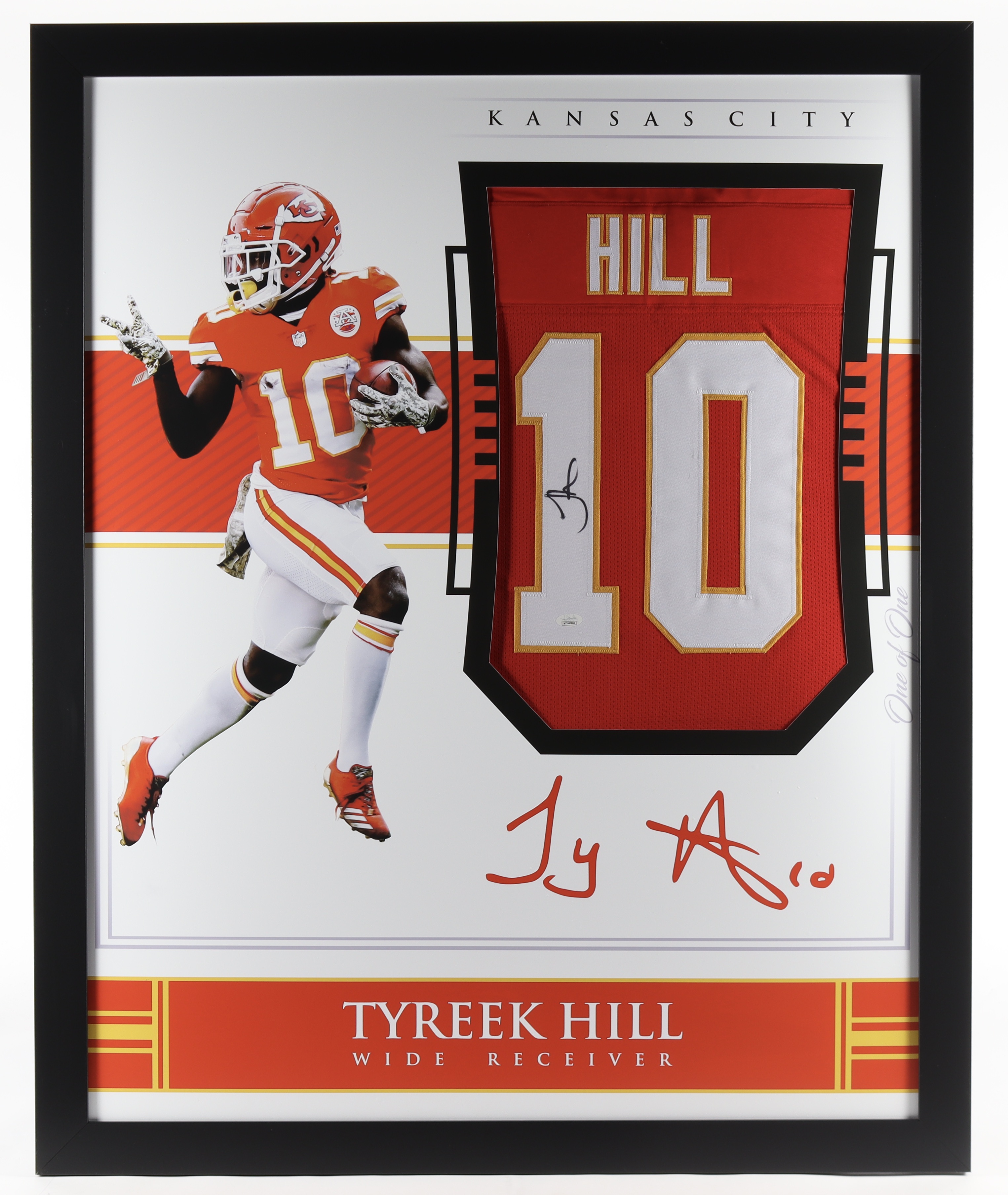 Tyreek Hill Signed 35x43 Custom Framed Jersey (JSA Hologram) at PristineAuction.com Tyreek Hill Signed 35x43 Custom Framed Jersey (JSA Hologram) at PristineAuction.com