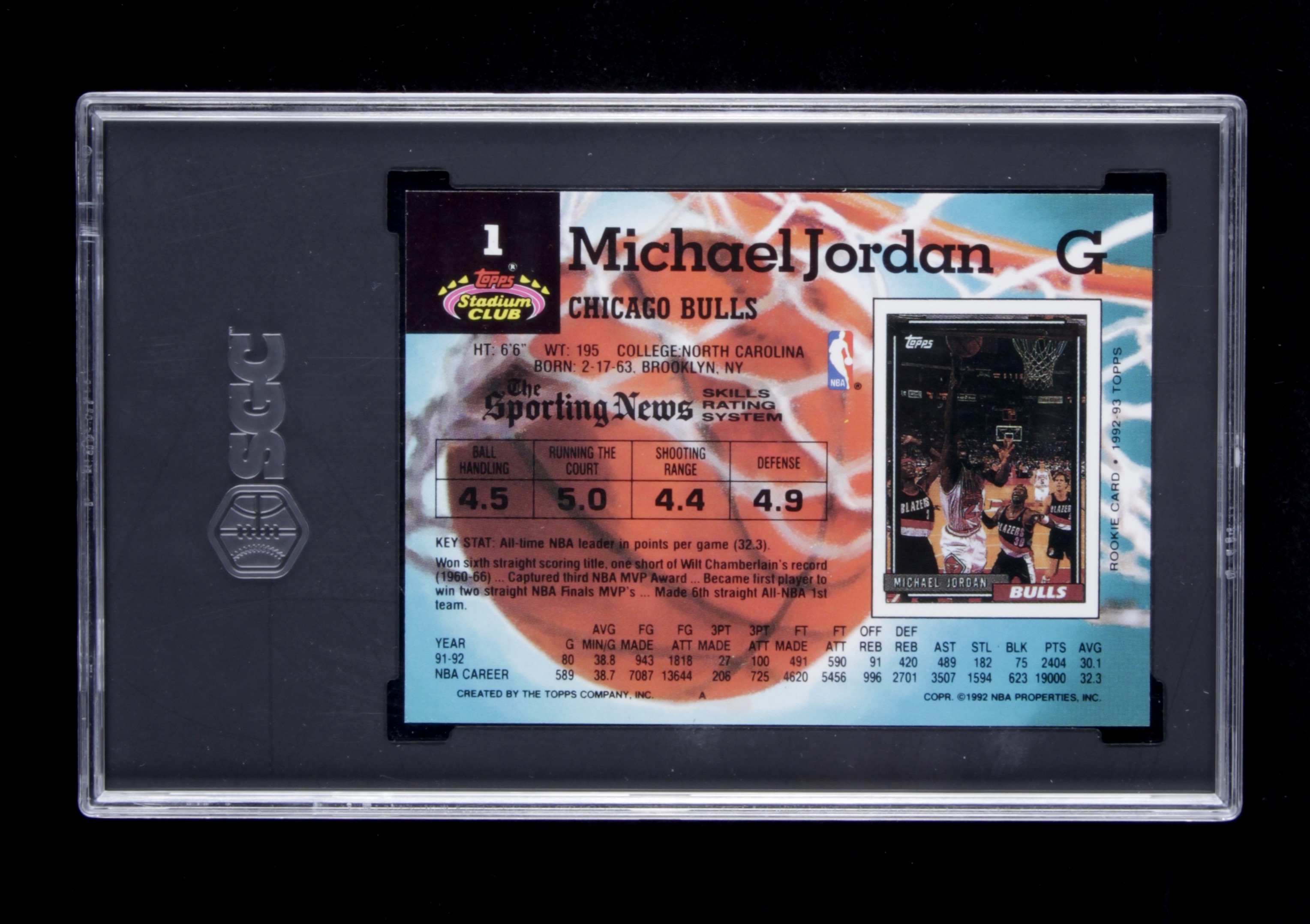Michael Jordan 1992-93 Stadium Club #1 (SGC 10) at PristineAuction.com Michael Jordan 1992-93 Stadium Club #1 (SGC 10) at PristineAuction.com
