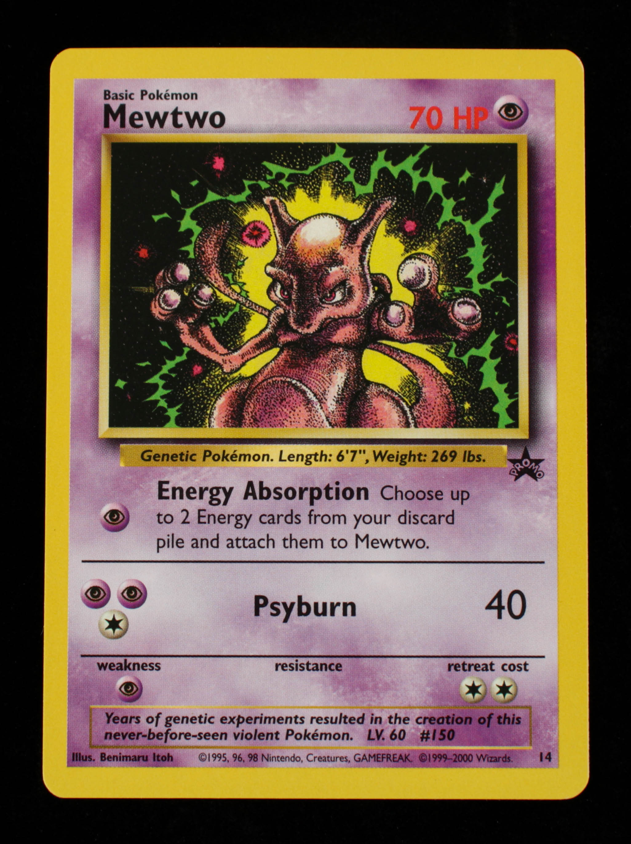 Mewtwo 1999-02 Pokemon Wizards of the Coast Black Star Promos #14 (Movie Video) at PristineAuction.com Mewtwo 1999-02 Pokemon Wizards of the Coast Black Star Promos #14 (Movie Video) at PristineAuction.com