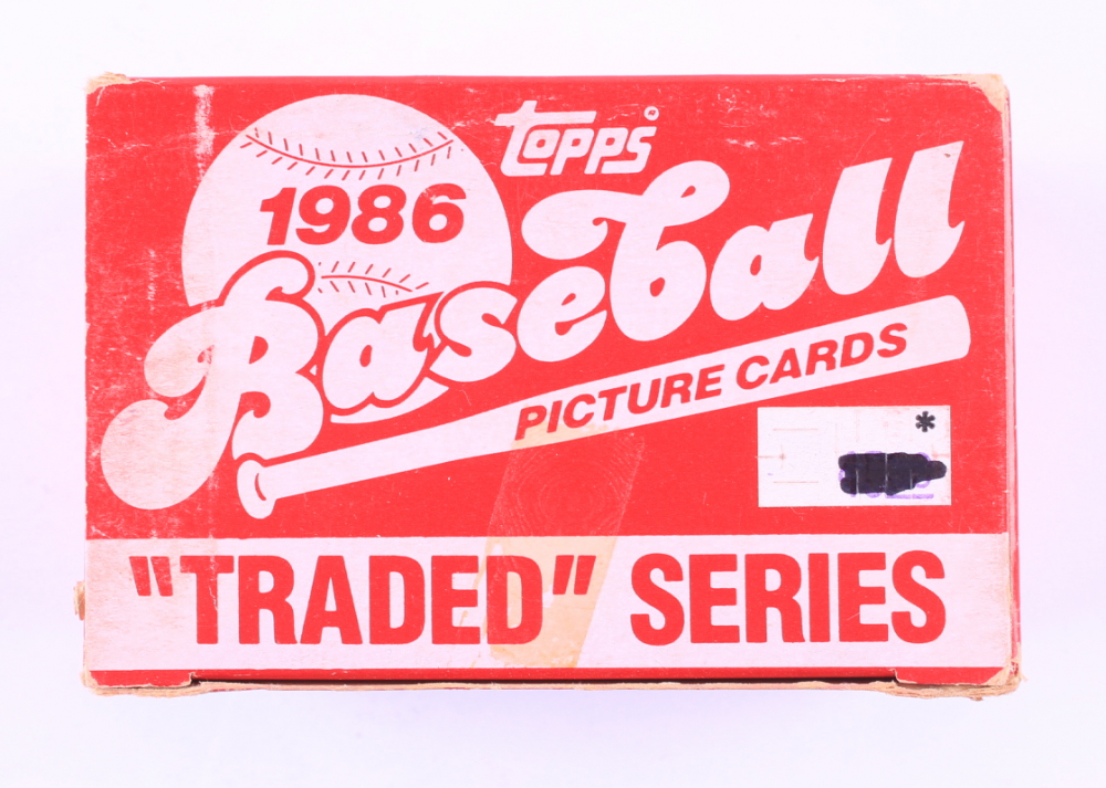 1986 Topps Traded Series Baseball Card Box with (132) Cards with #73T Gene Michael, #27T Dave Collins, #96T Argenis Salazar, #68T Mickey Mahler (See Description)