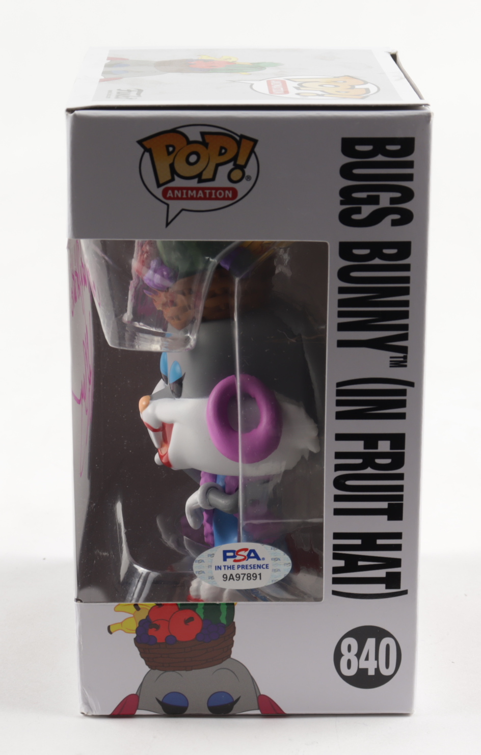 Jeff Bergman Signed "Looney Tunes" #840 Bugs Bunny (In Fruit Hat) Funko Pop! Vinyl Figure Inscribed "Fruity Patootie" (PSA COA) at PristineAuction.com Jeff Bergman Signed "Looney Tunes" #840 Bugs Bunny (In Fruit Hat) Funko Pop! Vinyl Figure Inscribed "Fruity Patootie" (PSA COA) at PristineAuction.com