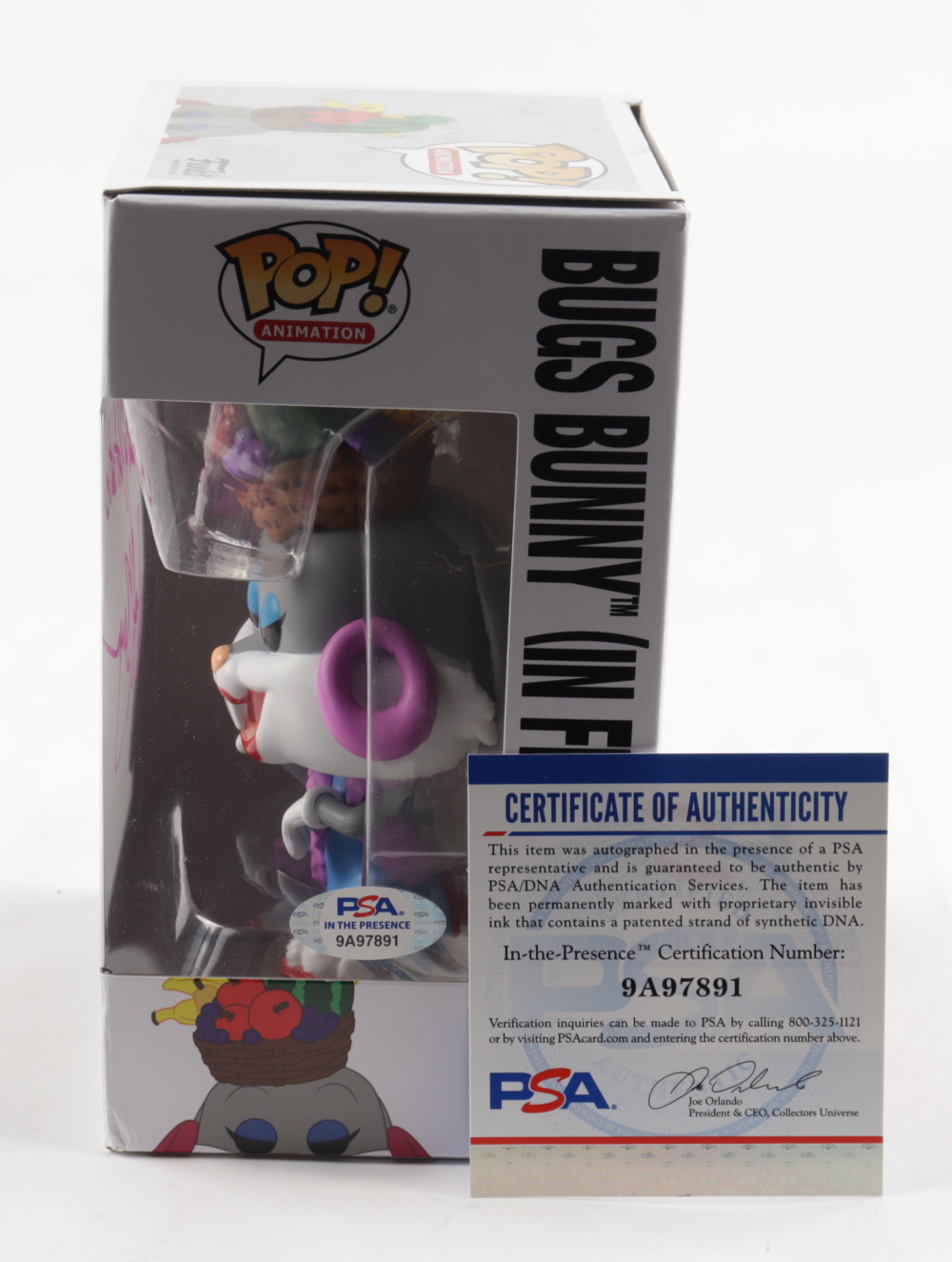Jeff Bergman Signed "Looney Tunes" #840 Bugs Bunny (In Fruit Hat) Funko Pop! Vinyl Figure Inscribed "Fruity Patootie" (PSA COA) at PristineAuction.com Jeff Bergman Signed "Looney Tunes" #840 Bugs Bunny (In Fruit Hat) Funko Pop! Vinyl Figure Inscribed "Fruity Patootie" (PSA COA) at PristineAuction.com