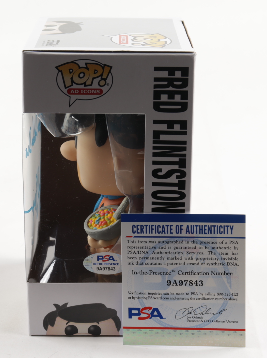 Jeff Bergman Signed "The Flintstones" #119 Fred Flinstone (With Cocoa Pebbles) Funko Pop! Vinyl Figure Inscribed "Yabba Dabba Doo" (PSA COA) at PristineAuction.com Jeff Bergman Signed "The Flintstones" #119 Fred Flinstone (With Cocoa Pebbles) Funko Pop! Vinyl Figure Inscribed "Yabba Dabba Doo" (PSA COA) at PristineAuction.com