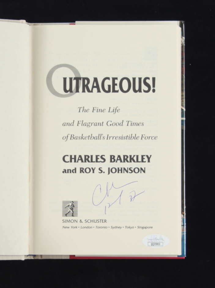 Charles Barkley Signed "Outrageous! : The Fine Life and Flagrant Good Times of Basketball's Irresistable Force" Hardcover Book (JSA COA) at PristineAuction.com Charles Barkley Signed "Outrageous! : The Fine Life and Flagrant Good Times of Basketball's Irresistable Force" Hardcover Book (JSA COA) at PristineAuction.com