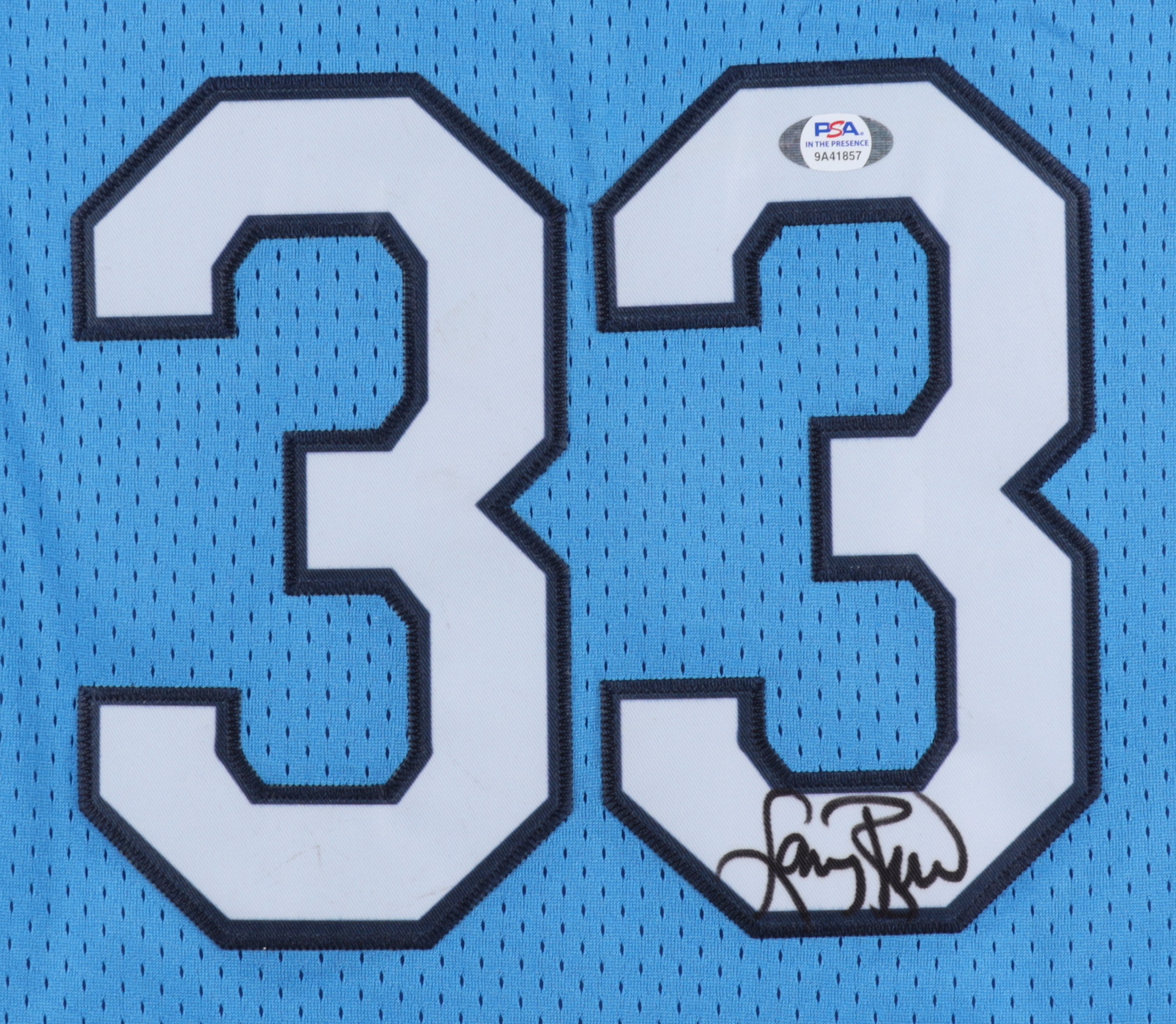 Larry Bird Signed 32x36 Custom Framed Jersey Display with Indiana State Sycamores Pin (PSA Hologram) at PristineAuction.com Larry Bird Signed 32x36 Custom Framed Jersey Display with Indiana State Sycamores Pin (PSA Hologram) at PristineAuction.com