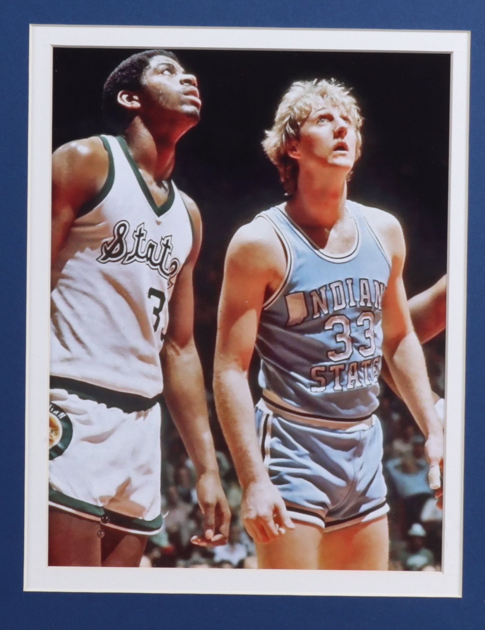 Larry Bird Signed 32x36 Custom Framed Jersey Display with Indiana State Sycamores Pin (PSA Hologram) at PristineAuction.com Larry Bird Signed 32x36 Custom Framed Jersey Display with Indiana State Sycamores Pin (PSA Hologram) at PristineAuction.com