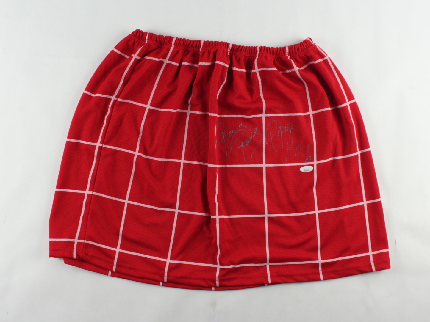"Rowdy" Roddy Piper Signed Kilt Inscribed "HOF 05" (JSA COA) at PristineAuction.com "Rowdy" Roddy Piper Signed Kilt Inscribed "HOF 05" (JSA COA) at PristineAuction.com