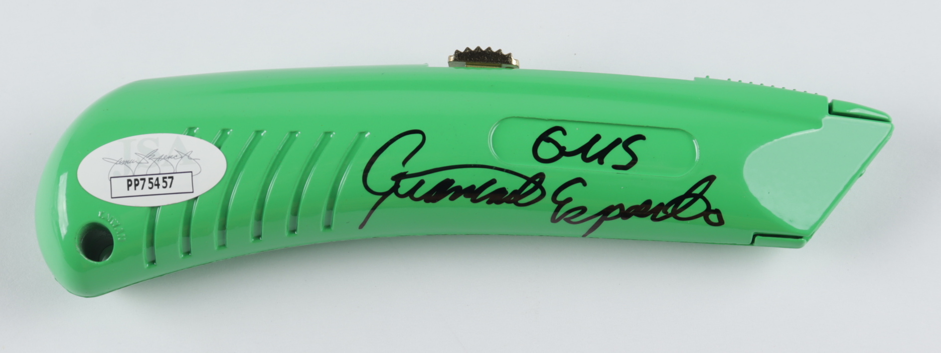 Giancarlo Esposito Signed "Breaking Bad" Television Prop Box Cutter Inscribed "Gus" (JSA COA) at PristineAuction.com Giancarlo Esposito Signed "Breaking Bad" Television Prop Box Cutter Inscribed "Gus" (JSA COA) at PristineAuction.com