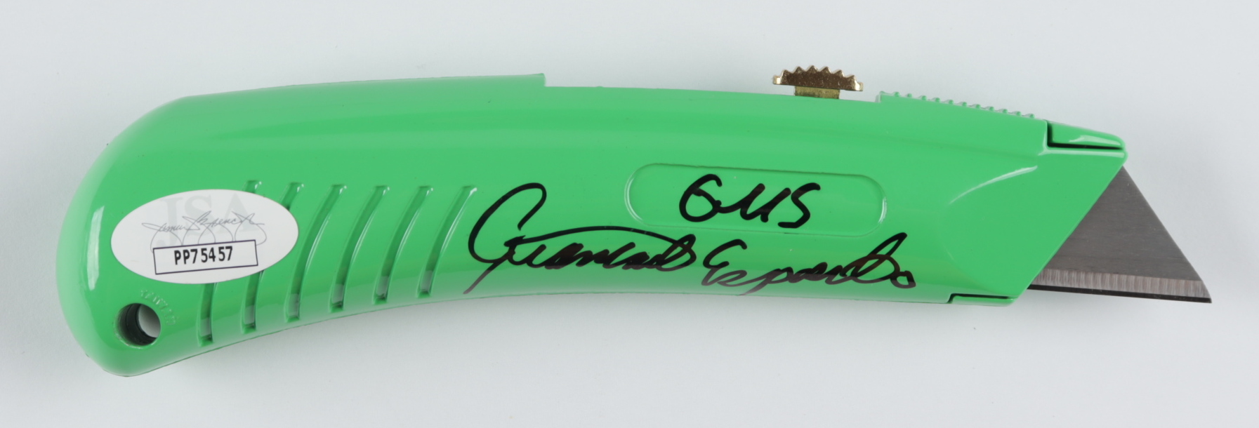 Giancarlo Esposito Signed "Breaking Bad" Television Prop Box Cutter Inscribed "Gus" (JSA COA) at PristineAuction.com Giancarlo Esposito Signed "Breaking Bad" Television Prop Box Cutter Inscribed "Gus" (JSA COA) at PristineAuction.com