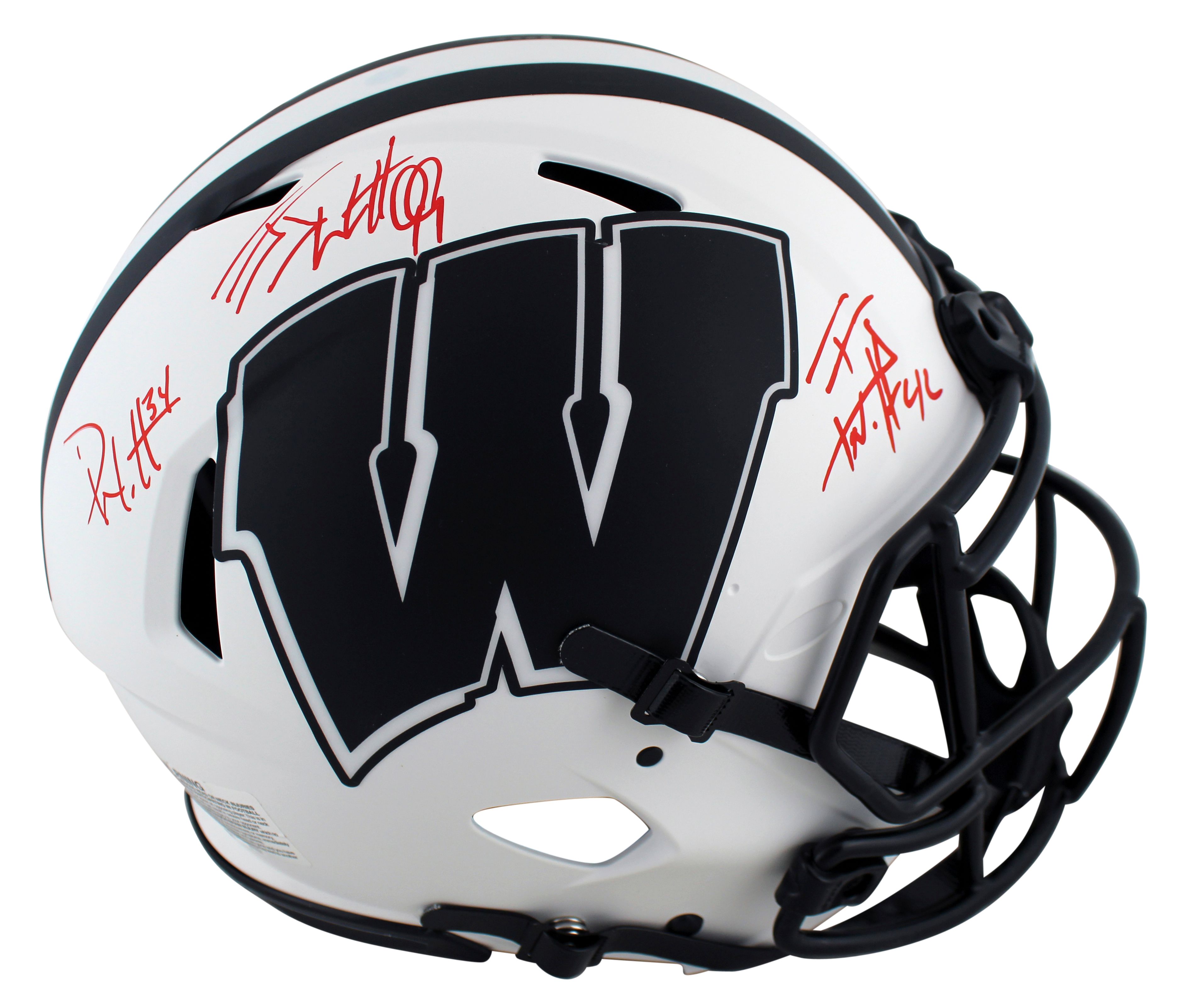 J.J. Watt, T.J. Watt & Derek Watt Signed Wisconsin Badgers Full-Size Authentic On-Field Lunar Eclipse Alternate Speed Helmet (JSA & Watt) at PristineAuction.com J.J. Watt, T.J. Watt & Derek Watt Signed Wisconsin Badgers Full-Size Authentic On-Field Lunar Eclipse Alternate Speed Helmet (JSA & Watt) at PristineAuction.com