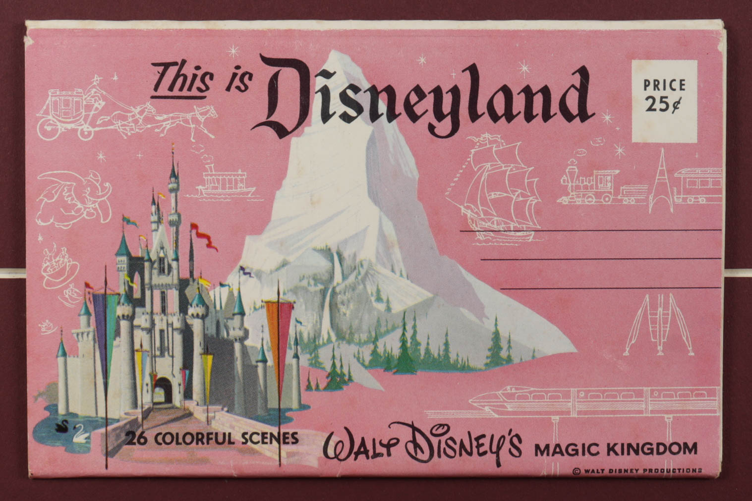 Disneyland Fantasyland's "Peter Pan" 15x26 Custom Framed Print Display with Vintage Disneyland Pin, Vintage Peter Pan C Ride Ticket & Postcard Envelope at PristineAuction.com Disneyland Fantasyland's "Peter Pan" 15x26 Custom Framed Print Display with Vintage Disneyland Pin, Vintage Peter Pan C Ride Ticket & Postcard Envelope at PristineAuction.com