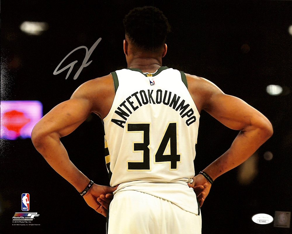 Giannis Antetokounmpo Signed Bucks 11x14 Photo JSA COA Barnebys