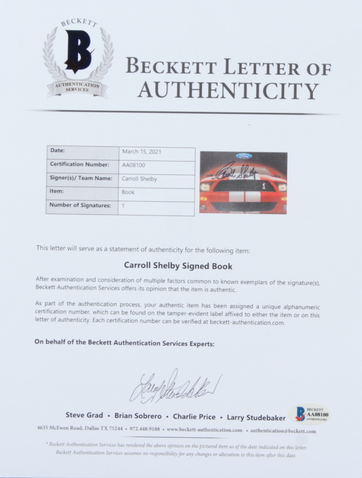 Carroll Shelby Signed 2005 Ford Auto Shows Media Booklet (Beckett) at PristineAuction.com Carroll Shelby Signed 2005 Ford Auto Shows Media Booklet (Beckett) at PristineAuction.com