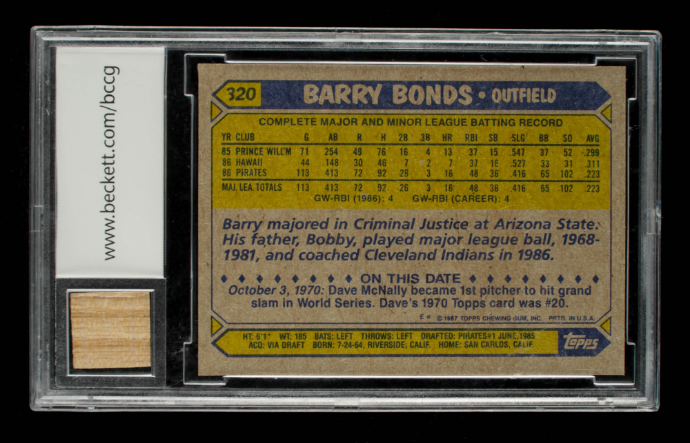 barry bonds game used bat