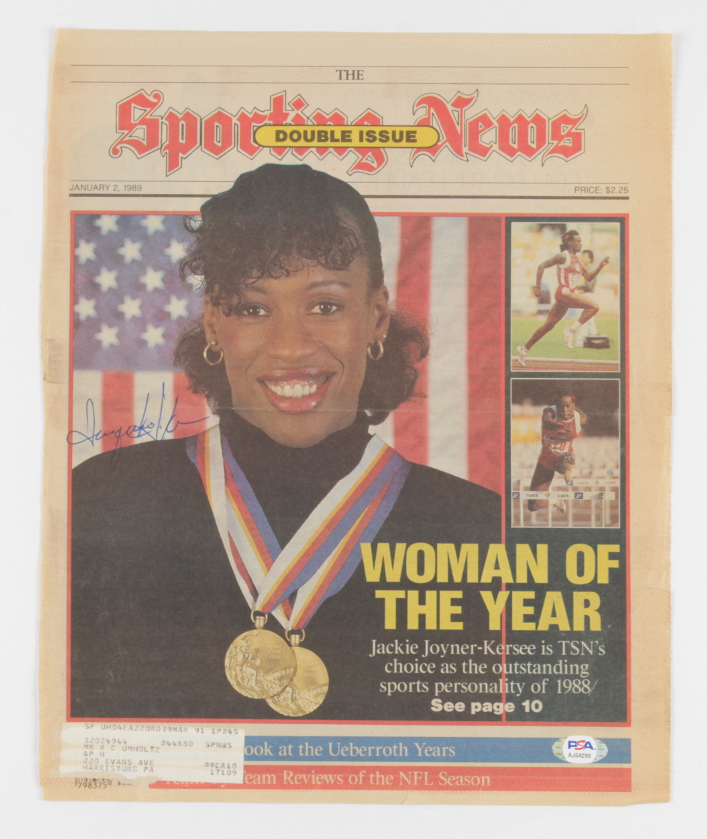 Jackie Joyner-Kersee Signed Sporting News Newspaper Cover (PSA COA) (See Description) at PristineAuction.com Jackie Joyner-Kersee Signed Sporting News Newspaper Cover (PSA COA) (See Description) at PristineAuction.com