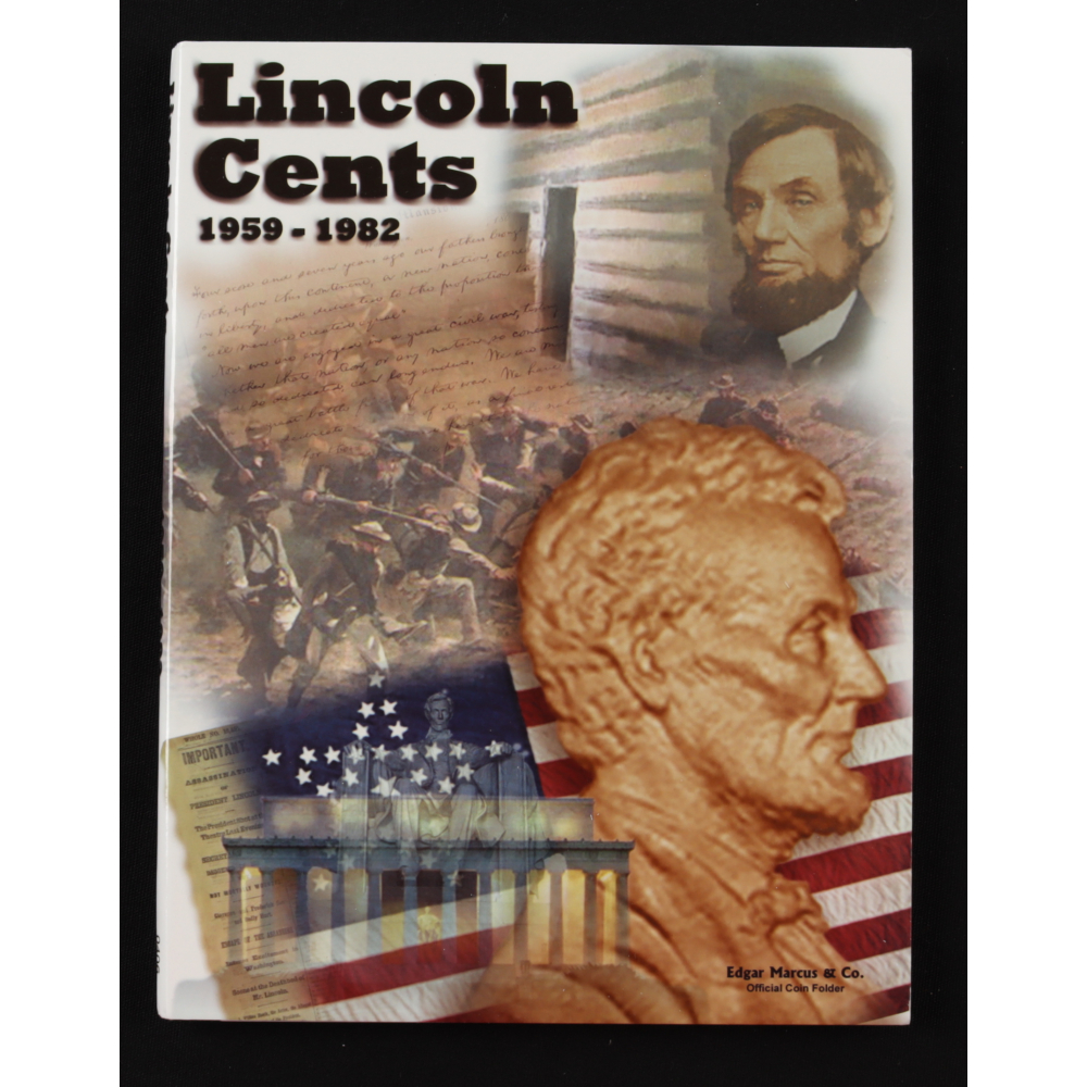 19591982 Lincoln Penny Coin Collection Book with (52) Coins & Display