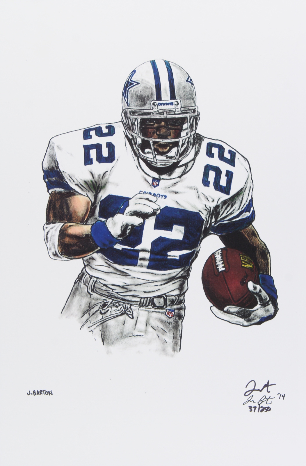 Emmitt Smith - Cowboys - Joshua Barton 12x18 Signed Limited Edition Lithograph #/250 at PristineAuction.com Emmitt Smith - Cowboys - Joshua Barton 12x18 Signed Limited Edition Lithograph #/250 at PristineAuction.com