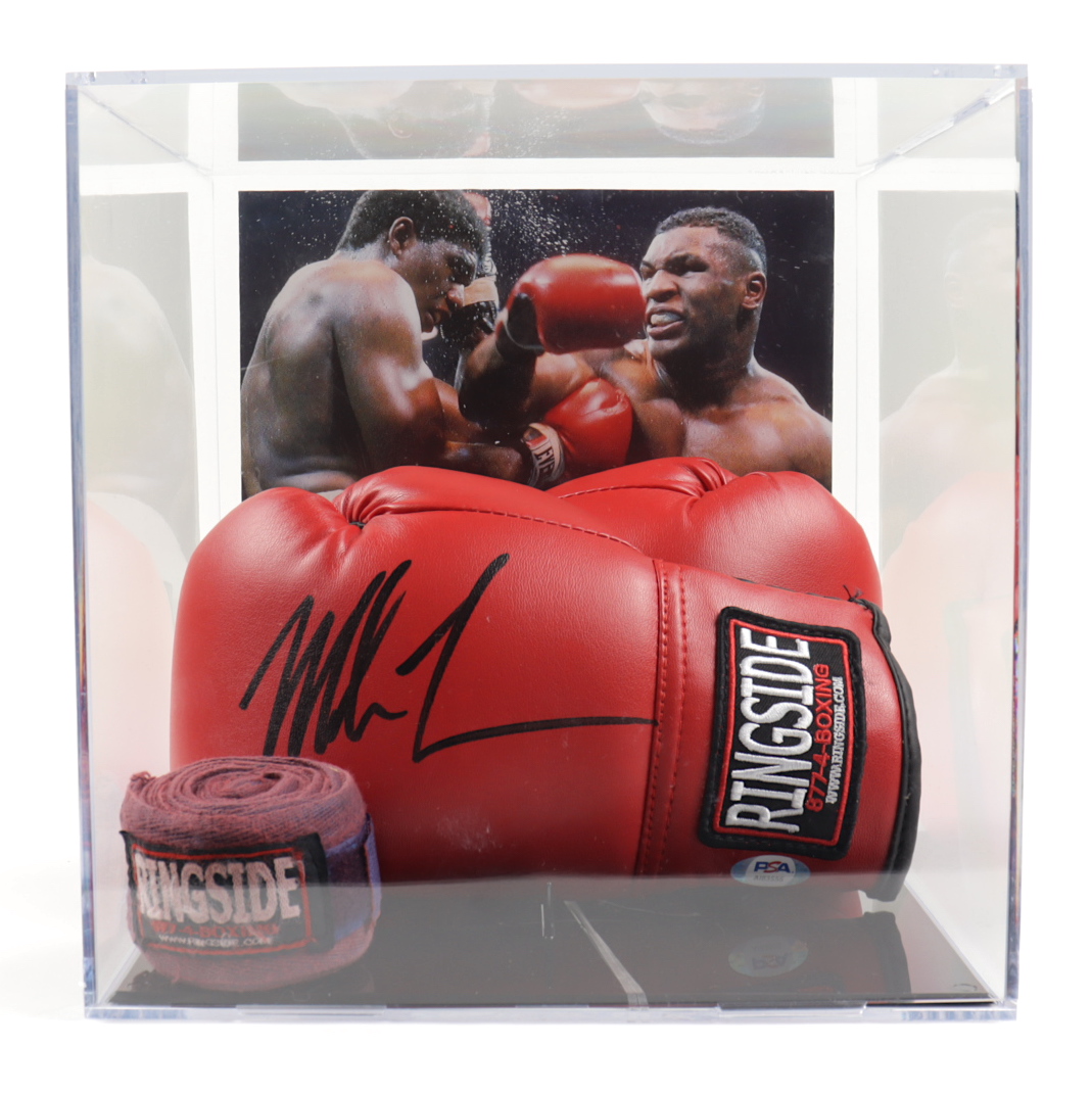 Mike Tyson Signed Ringside Boxing Glove with Phot Display Case (PSA Hologram) at PristineAuction.com Mike Tyson Signed Ringside Boxing Glove with Phot Display Case (PSA Hologram) at PristineAuction.com