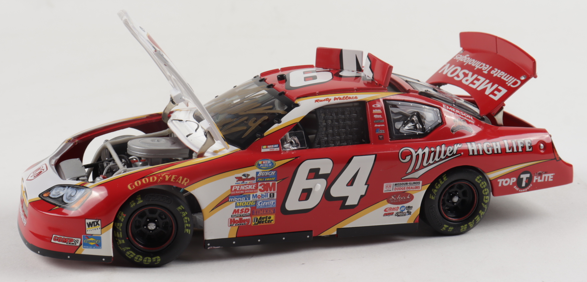 Rusty Wallace Signed LE NASCAR #64 Miller High Life 2005 Charger - Wallace Family Tribute 1:24 Diecast Car (Beckett COA) at PristineAuction.com Rusty Wallace Signed LE NASCAR #64 Miller High Life 2005 Charger - Wallace Family Tribute 1:24 Diecast Car (Beckett COA) at PristineAuction.com