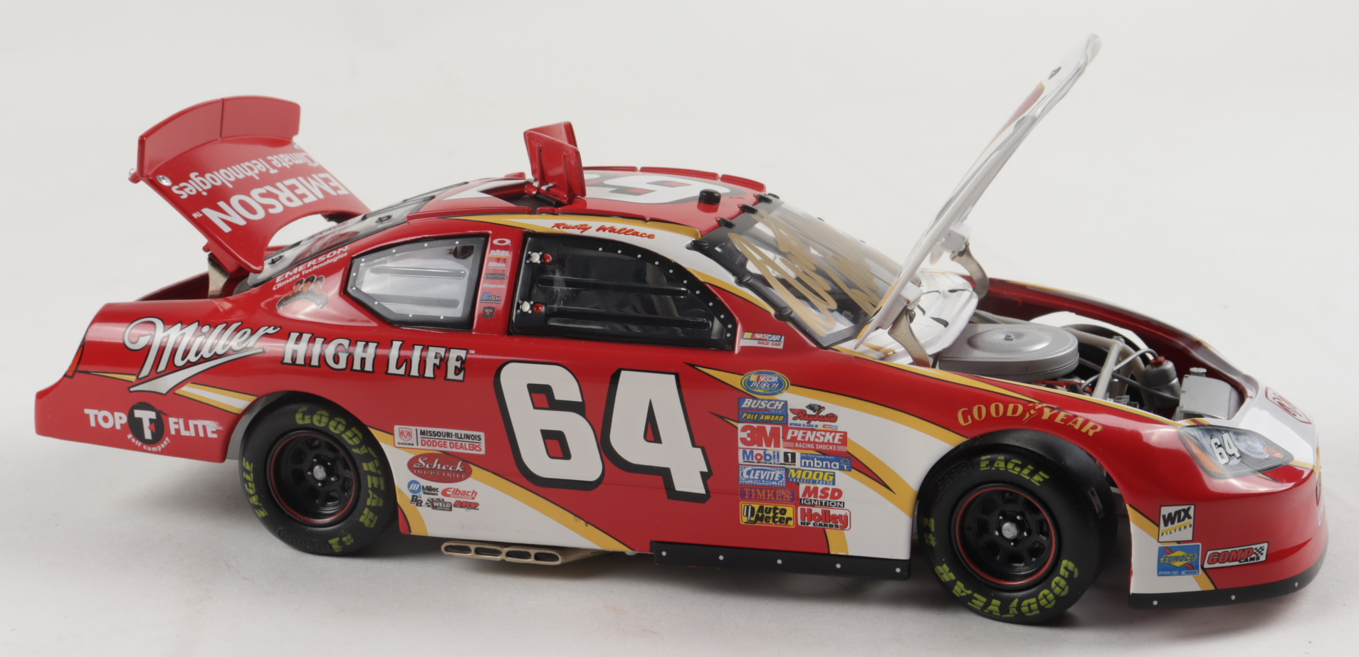 Rusty Wallace Signed LE NASCAR #64 Miller High Life 2005 Charger - Wallace Family Tribute 1:24 Diecast Car (Beckett COA) at PristineAuction.com Rusty Wallace Signed LE NASCAR #64 Miller High Life 2005 Charger - Wallace Family Tribute 1:24 Diecast Car (Beckett COA) at PristineAuction.com