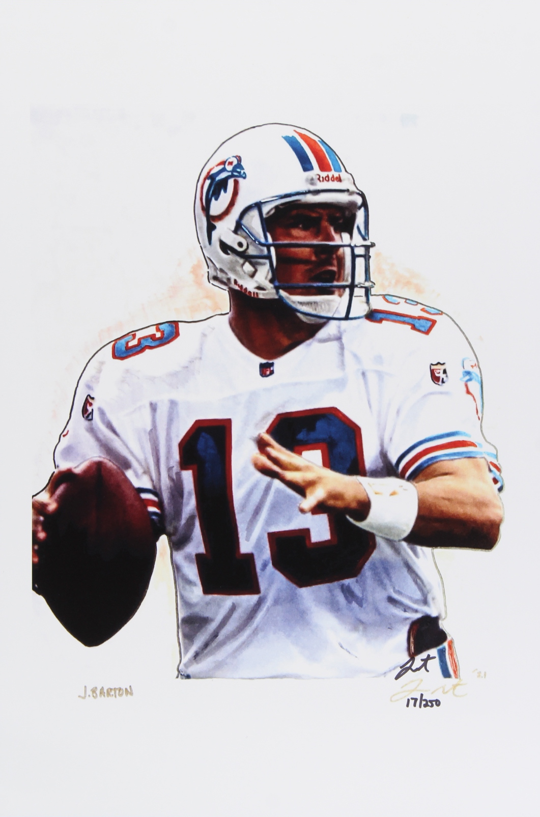 Dan Marino - Dolphins - Joshua Barton Signed LE 12x18 Lithograph #/250 (PA) at PristineAuction.com Dan Marino - Dolphins - Joshua Barton Signed LE 12x18 Lithograph #/250 (PA) at PristineAuction.com