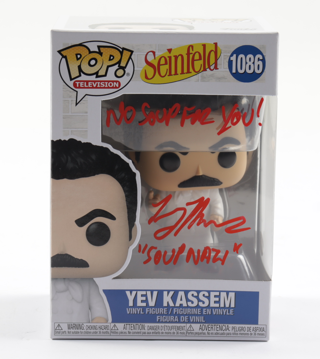 Larry Thomas Signed "Seinfeld" #1086 Yev Kassem Funko Pop! Vinyl Figure Inscribed "No Soup For You!" & "Soup Nazi" (PSA COA) at PristineAuction.com Larry Thomas Signed "Seinfeld" #1086 Yev Kassem Funko Pop! Vinyl Figure Inscribed "No Soup For You!" & "Soup Nazi" (PSA COA) at PristineAuction.com
