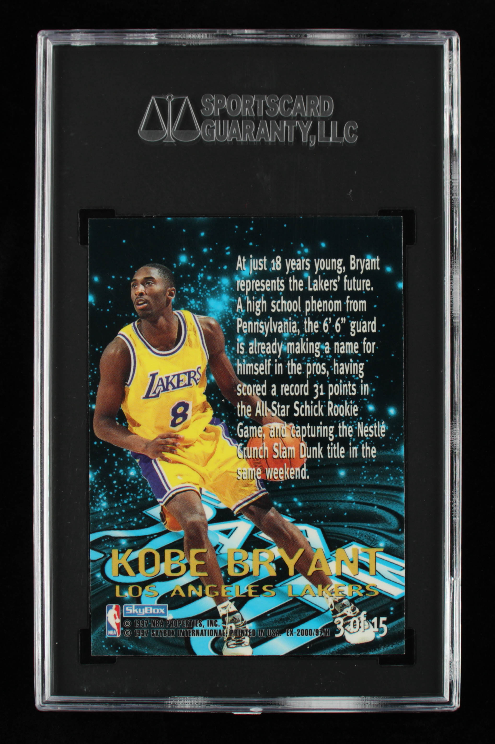 Kobe Bryant 1996-97 E-X2000 Star Date 2000 #3 (SGC 9.5) at PristineAuction.com Kobe Bryant 1996-97 E-X2000 Star Date 2000 #3 (SGC 9.5) at PristineAuction.com