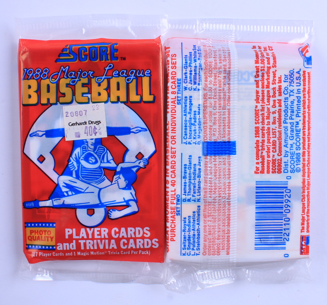 1988 Score Baseball Cards Box of (36) Packs at PristineAuction.com 1988 Score Baseball Cards Box of (36) Packs at PristineAuction.com