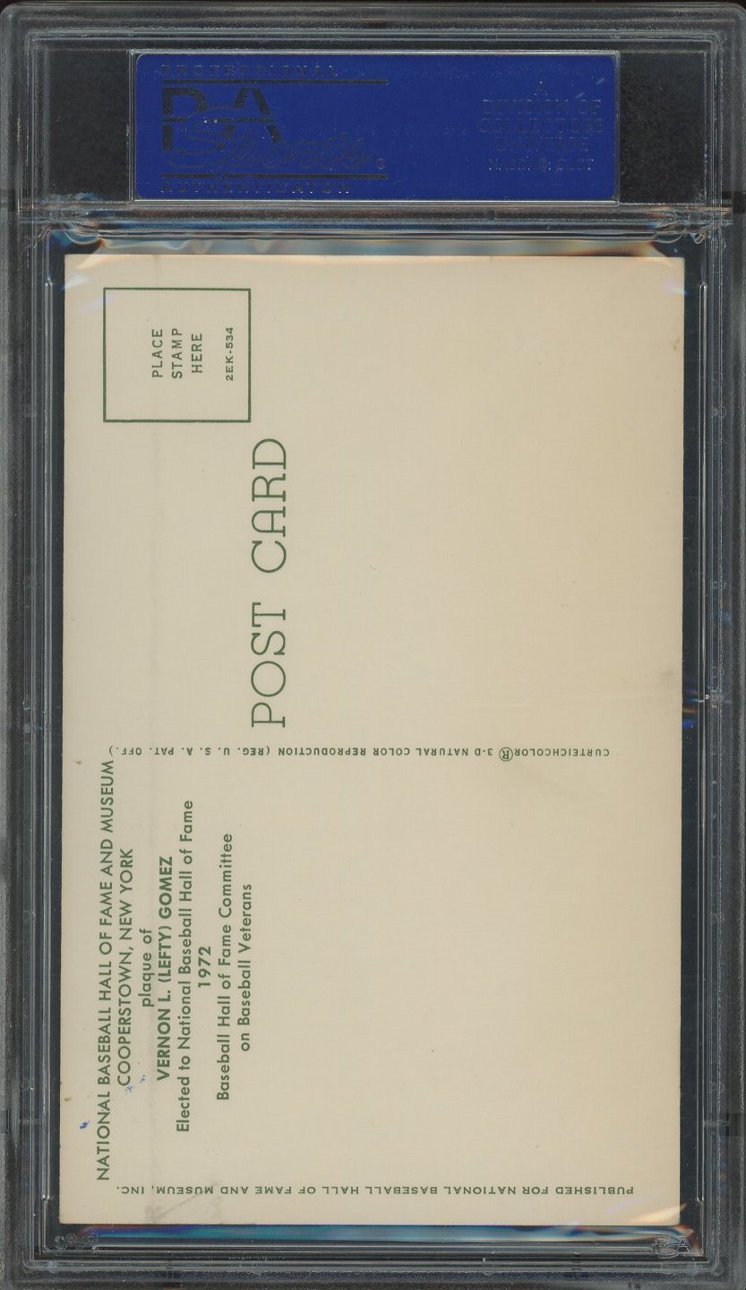 Lefty Gomez Signed Gold Hall of Fame Plaque Postcard (PSA Encapsulated) at PristineAuction.com Lefty Gomez Signed Gold Hall of Fame Plaque Postcard (PSA Encapsulated) at PristineAuction.com
