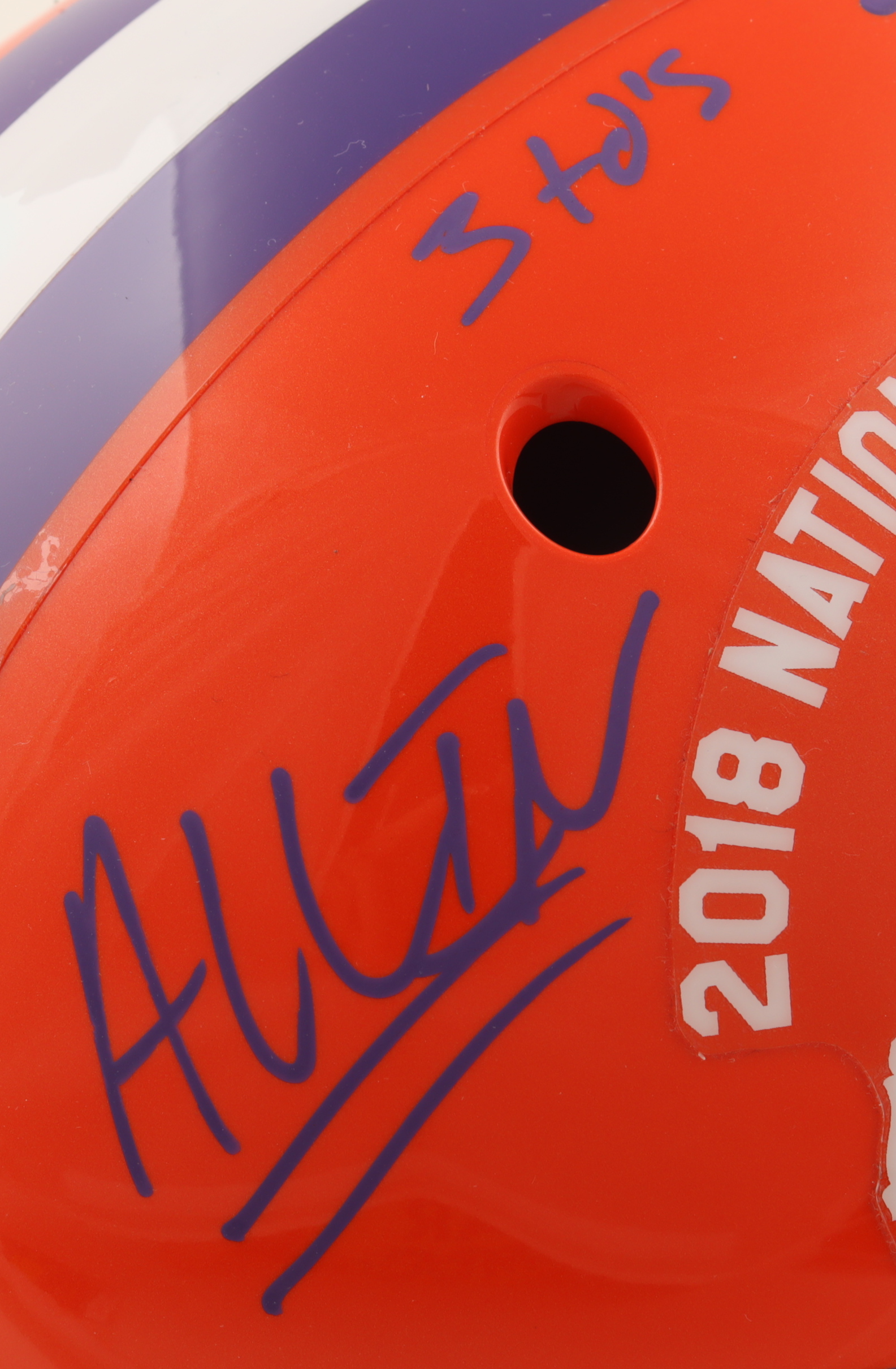 Travis Etienne Signed Clemson Tigers 2018 National Champions Full-Size Helmet with Multiple Inscriptions (JSA) at PristineAuction.com Travis Etienne Signed Clemson Tigers 2018 National Champions Full-Size Helmet with Multiple Inscriptions (JSA) at PristineAuction.com