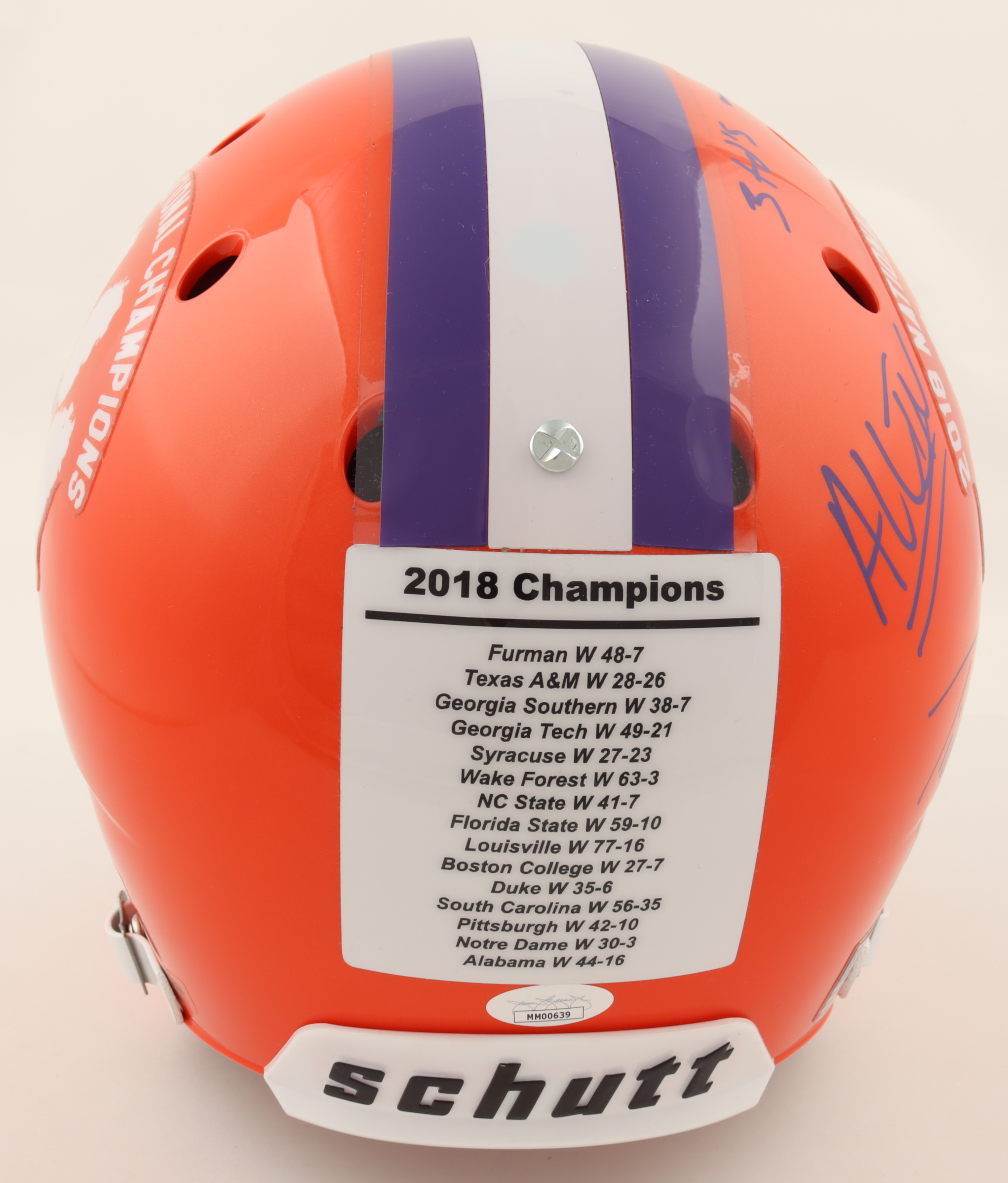 Travis Etienne Signed Clemson Tigers 2018 National Champions Full-Size Helmet with Multiple Inscriptions (JSA) at PristineAuction.com Travis Etienne Signed Clemson Tigers 2018 National Champions Full-Size Helmet with Multiple Inscriptions (JSA) at PristineAuction.com