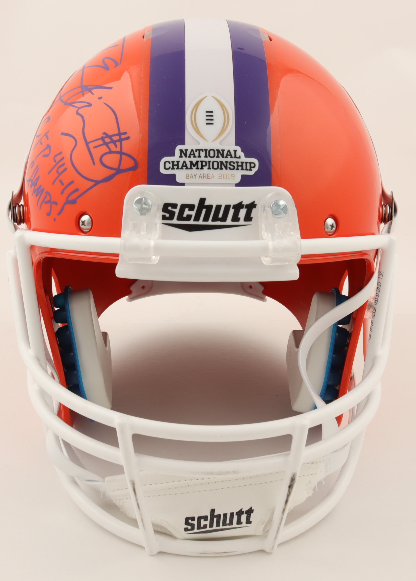 Travis Etienne Signed Clemson Tigers 2018 National Champions Full-Size Helmet with Multiple Inscriptions (JSA) at PristineAuction.com Travis Etienne Signed Clemson Tigers 2018 National Champions Full-Size Helmet with Multiple Inscriptions (JSA) at PristineAuction.com
