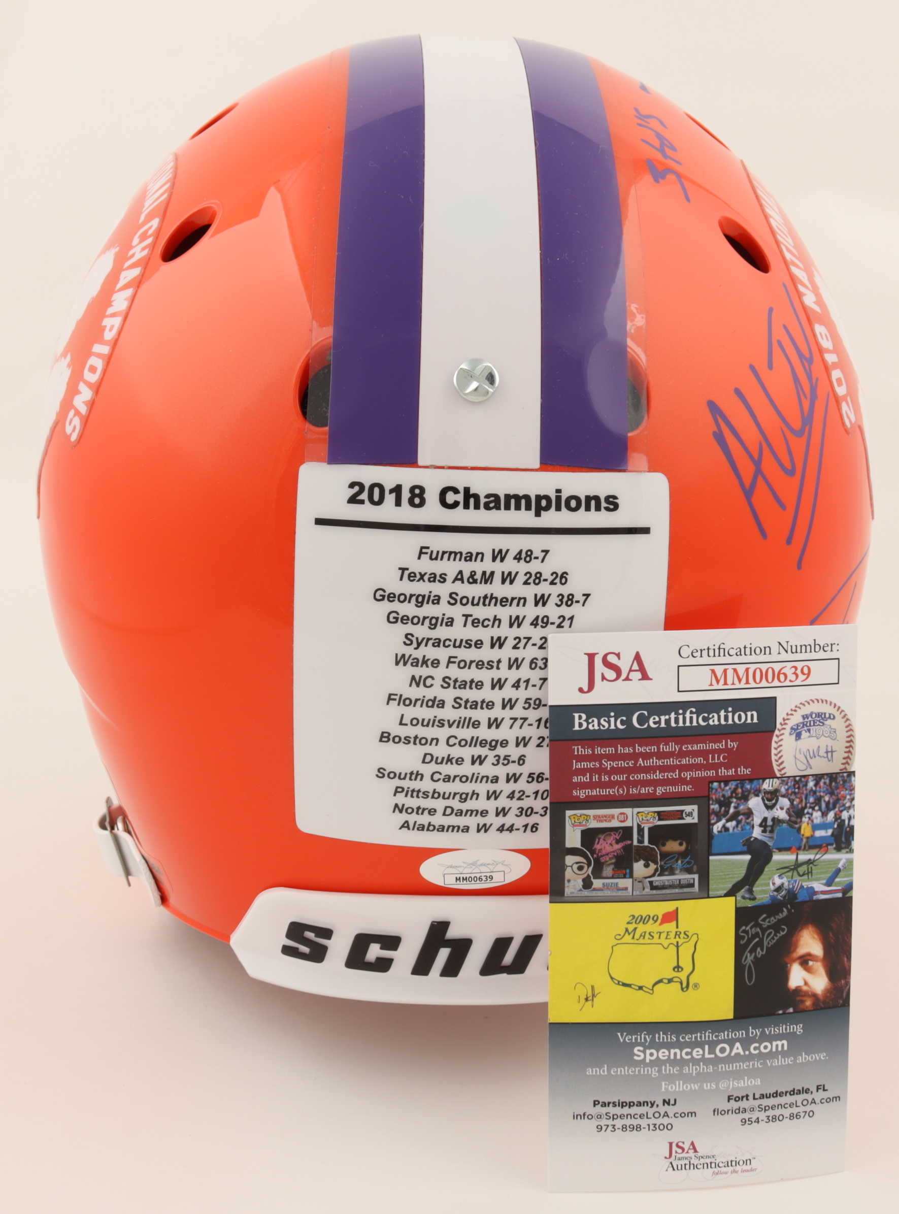 Travis Etienne Signed Clemson Tigers 2018 National Champions Full-Size Helmet with Multiple Inscriptions (JSA) at PristineAuction.com Travis Etienne Signed Clemson Tigers 2018 National Champions Full-Size Helmet with Multiple Inscriptions (JSA) at PristineAuction.com